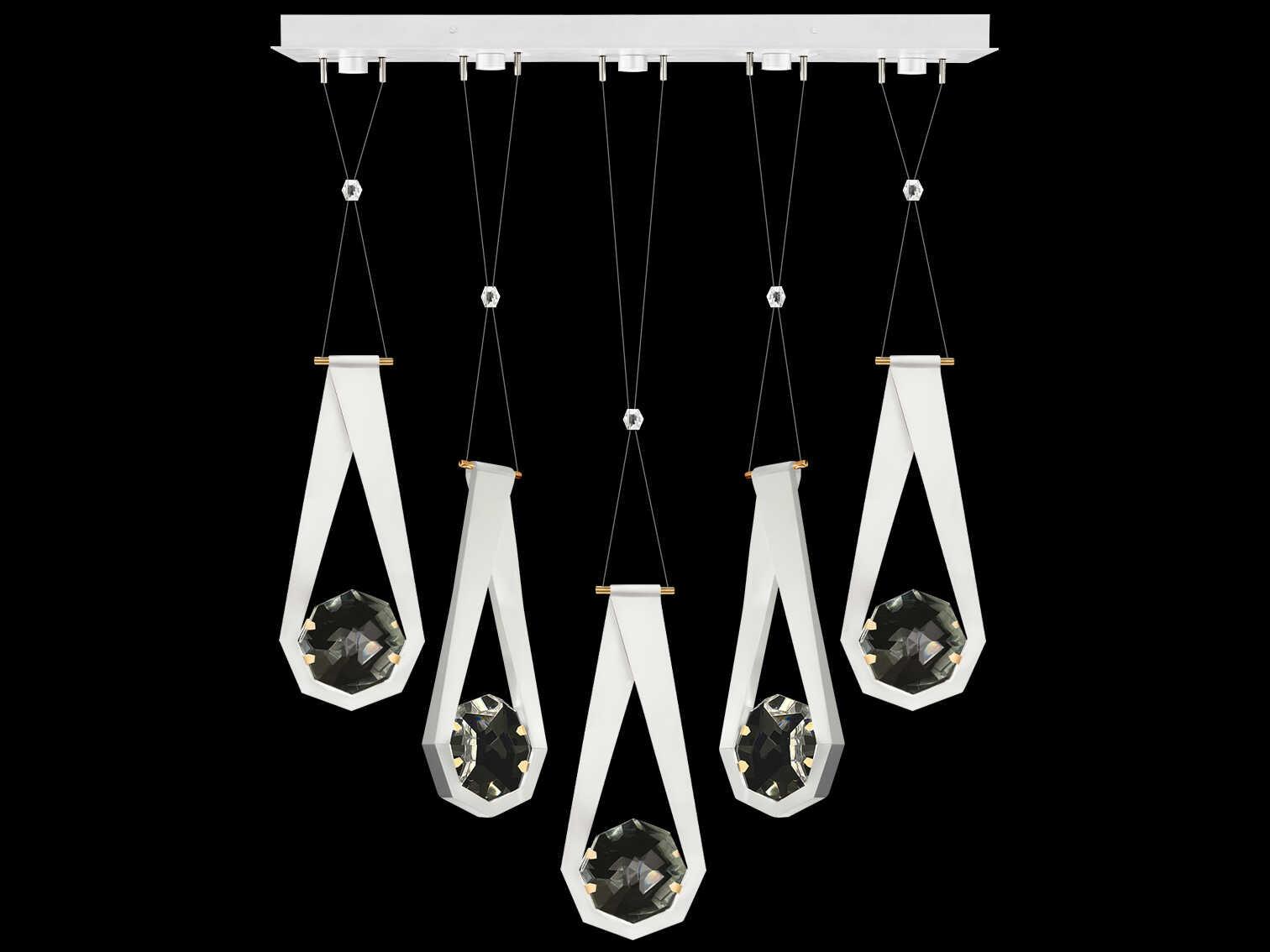 Fine Art Handcrafted Lighting Aria 5-Light Silver Geometric Island Pendant