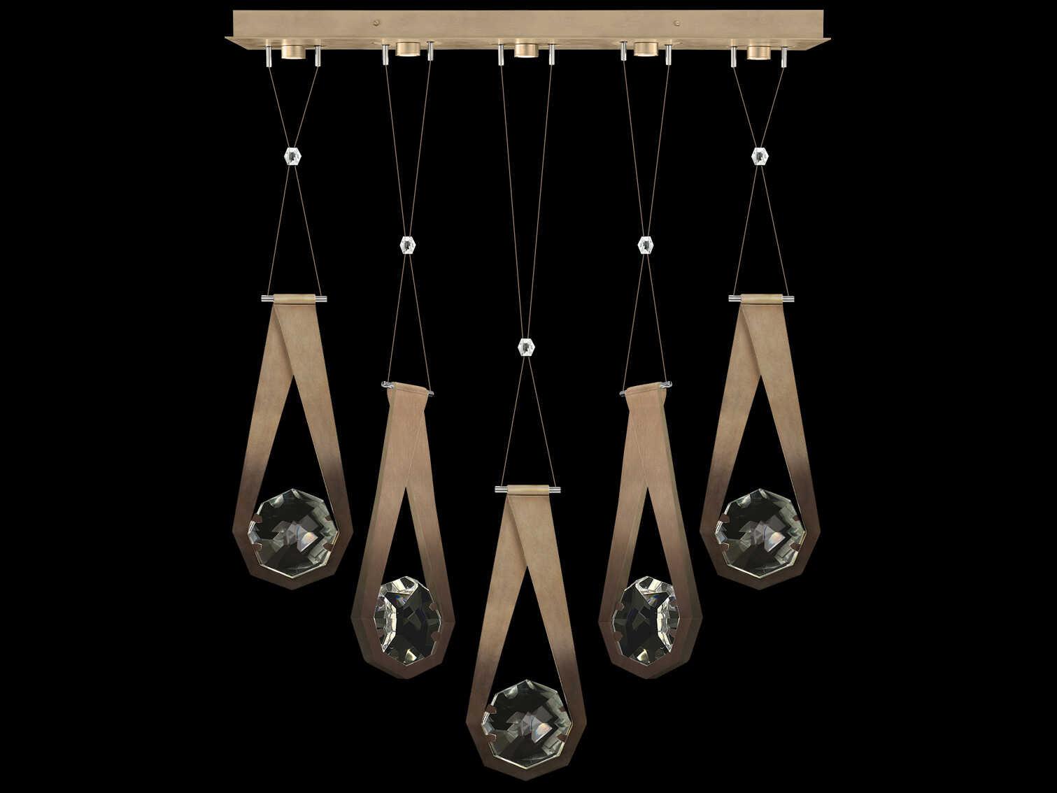 Fine Art Handcrafted Lighting Aria 5-Light Silver Geometric Island Pendant