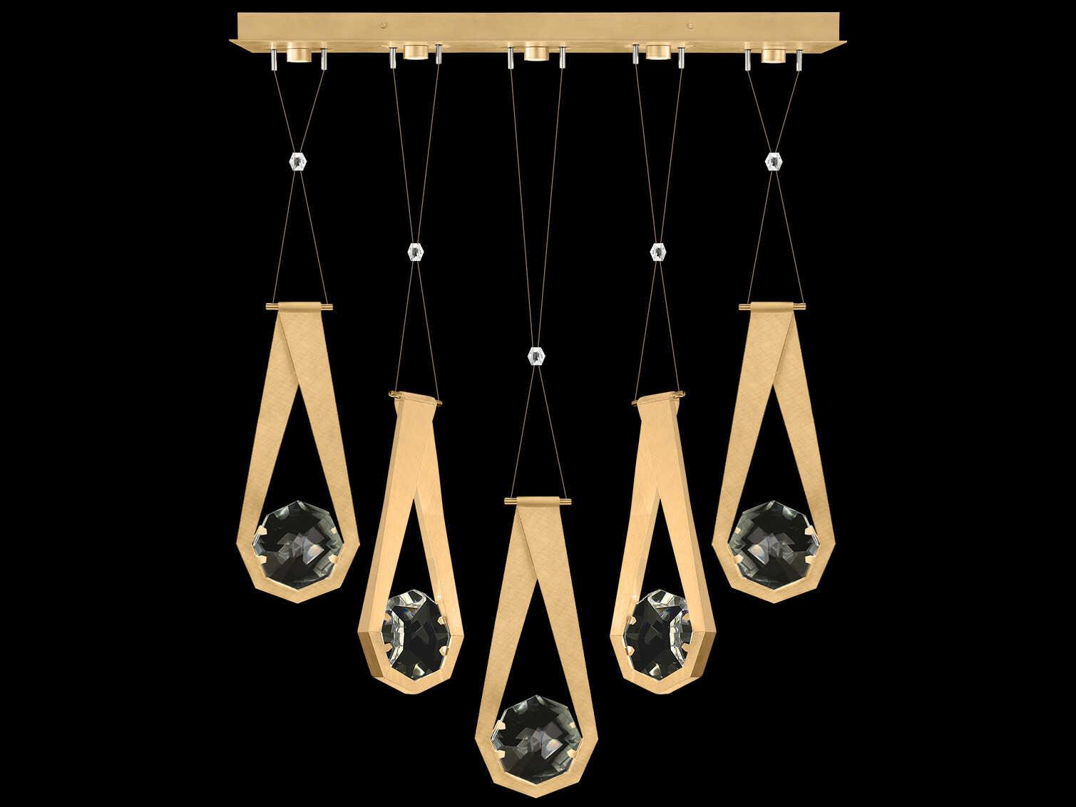 Fine Art Handcrafted Lighting Aria 5-Light Silver Geometric Island Pendant