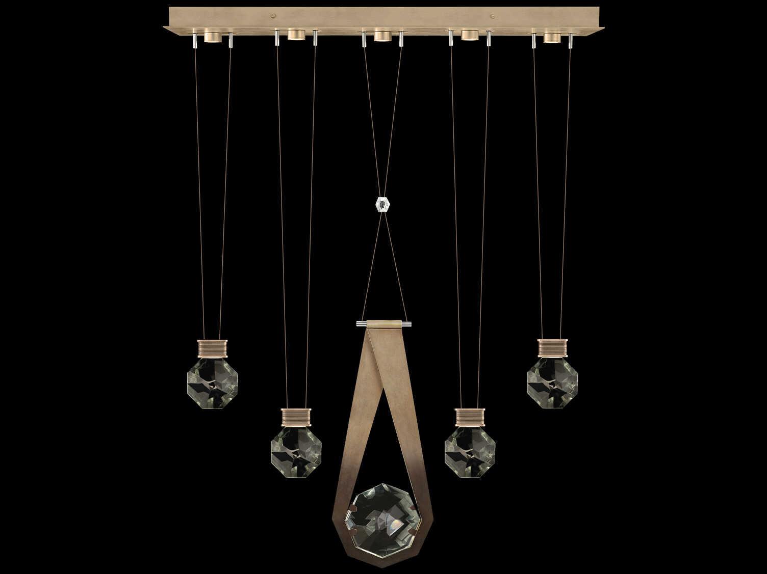 Fine Art Handcrafted Lighting Aria 5-Light Silver Geometric Island Pendant