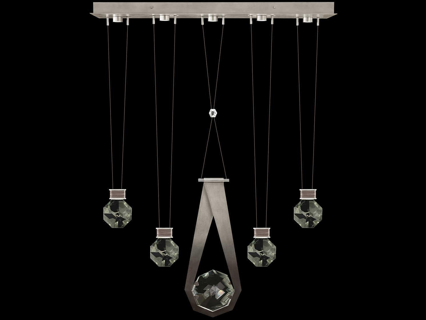 Fine Art Handcrafted Lighting Aria 5-Light Silver Geometric Island Pendant