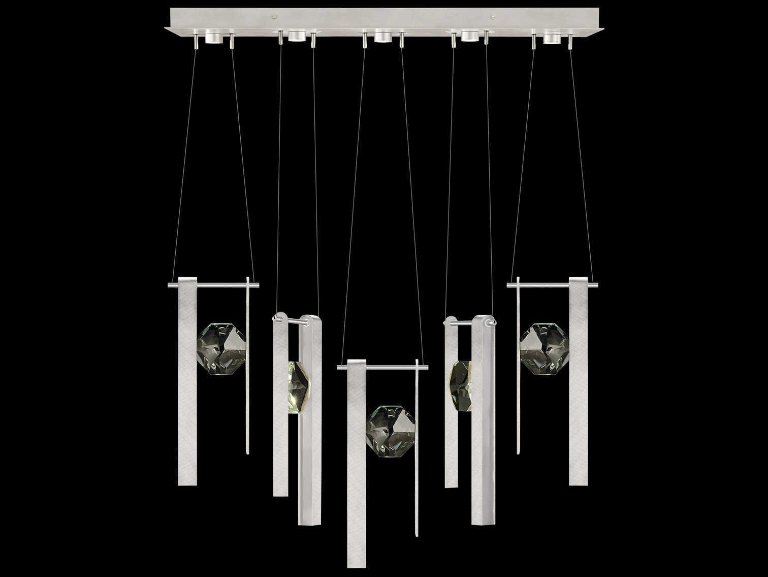 Fine Art Handcrafted Lighting Aria 5-Light Silver Geometric Island Pendant