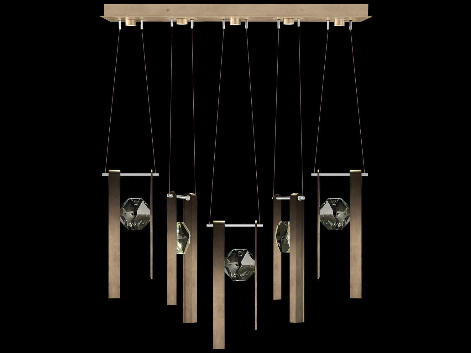 Fine Art Handcrafted Lighting Aria 5-Light Silver Geometric Island Pendant