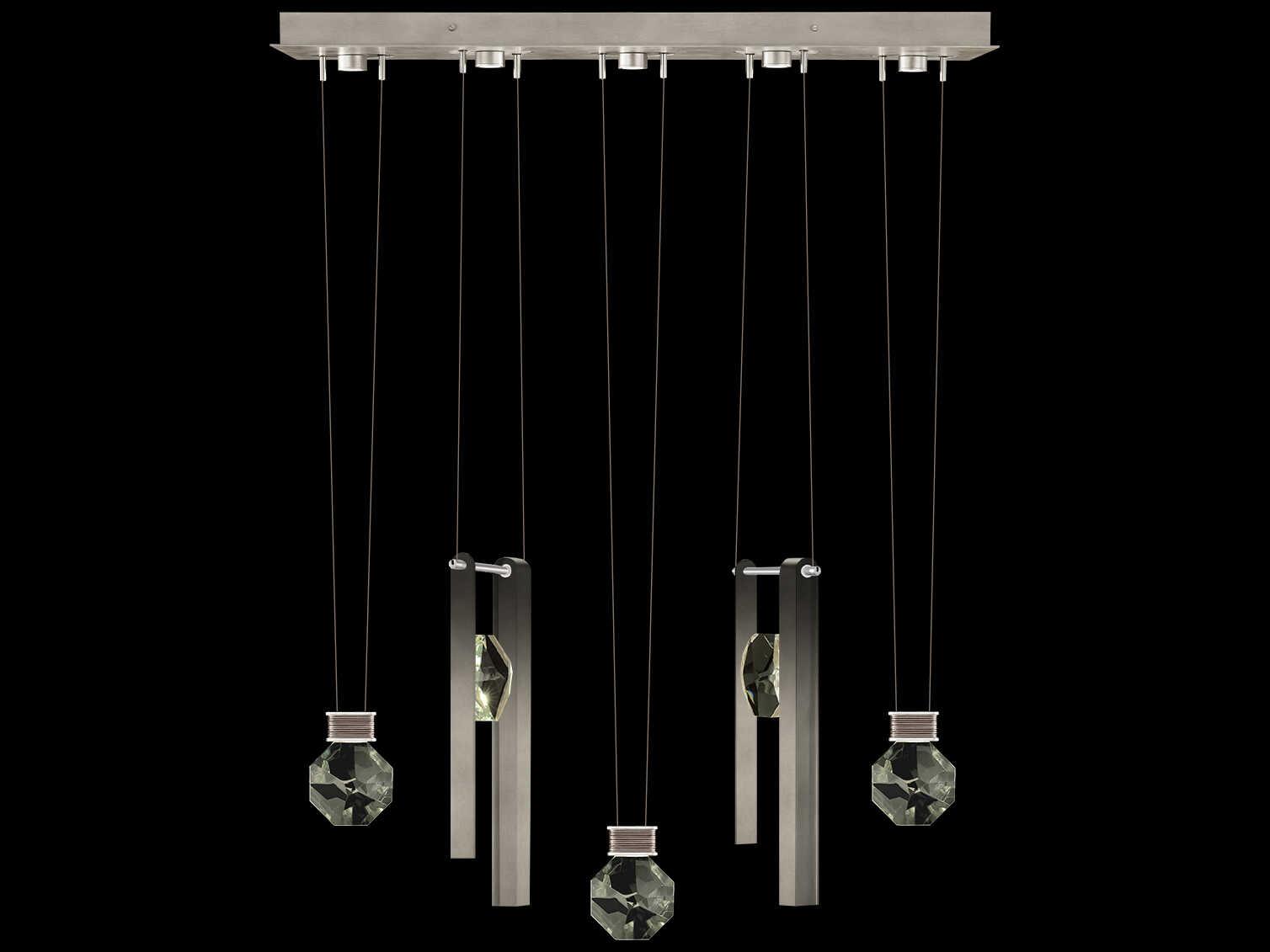 Fine Art Handcrafted Lighting Aria 5-Light Silver Geometric Island Pendant