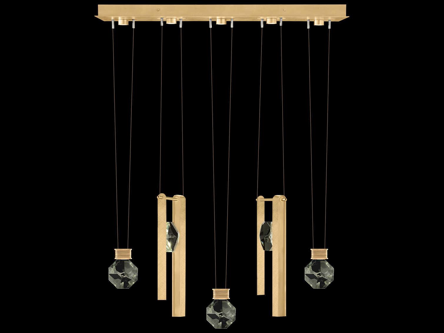 Fine Art Handcrafted Lighting Aria 5-Light Silver Geometric Island Pendant