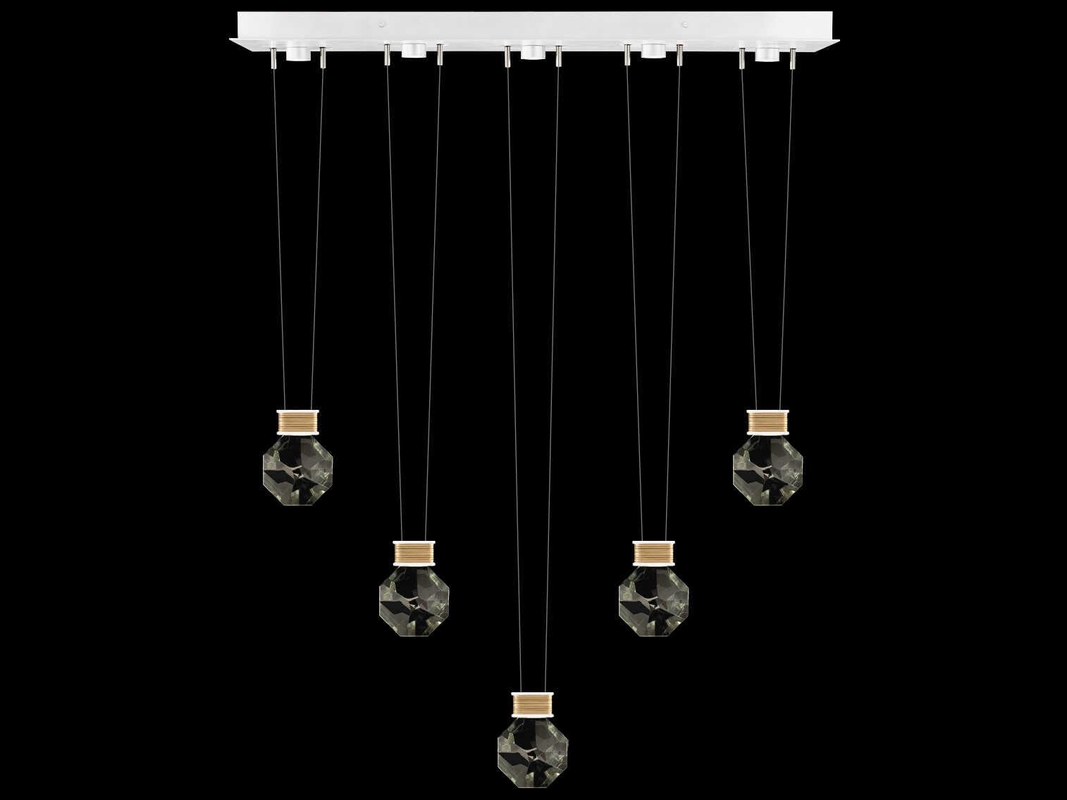 Fine Art Handcrafted Lighting Aria 5-Light Silver Geometric Island Pendant