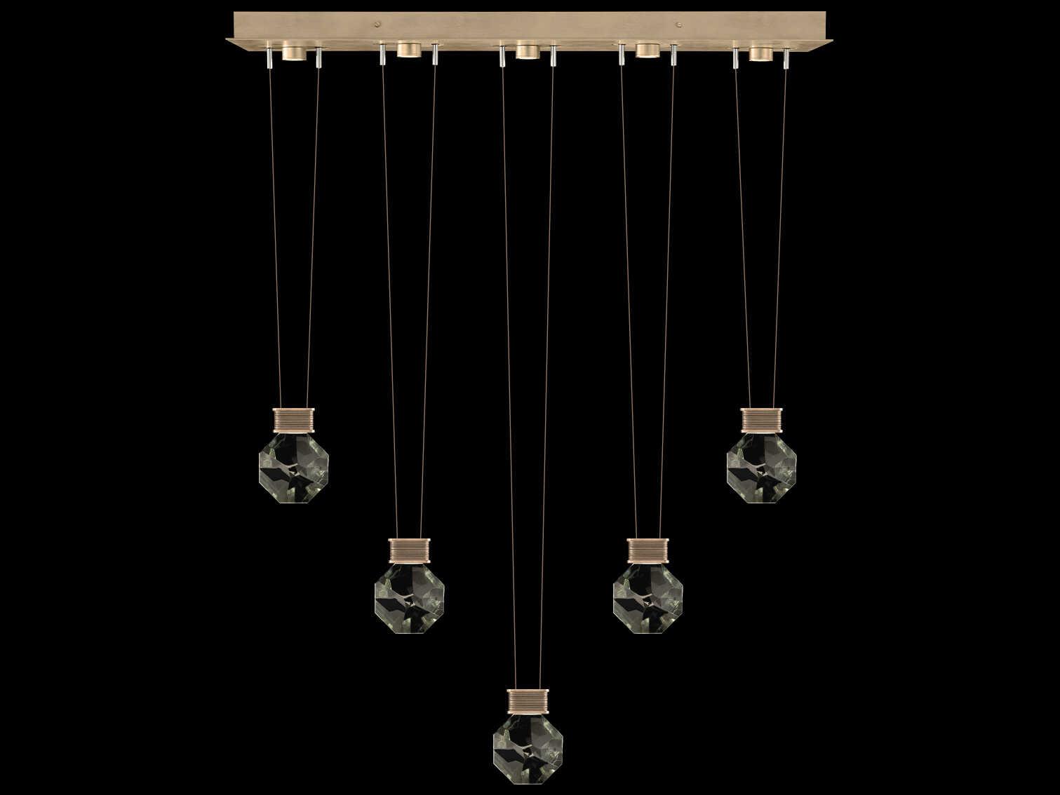 Fine Art Handcrafted Lighting Aria 5-Light Silver Geometric Island Pendant