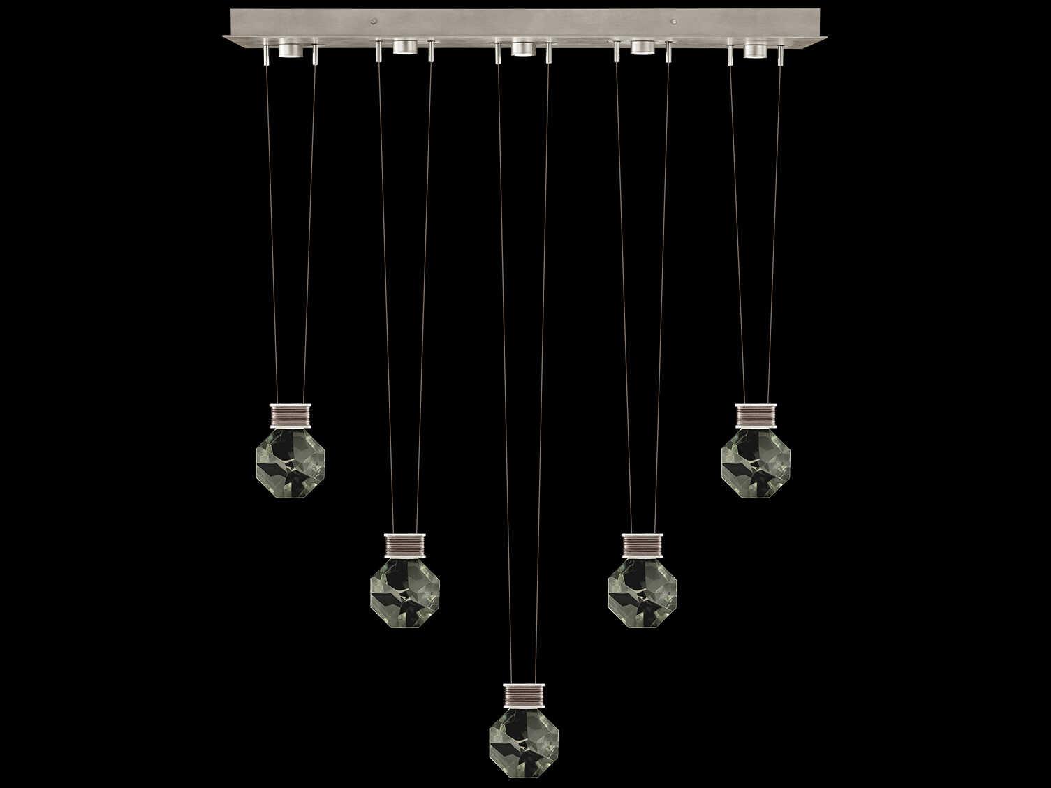 Fine Art Handcrafted Lighting Aria 5-Light Silver Geometric Island Pendant