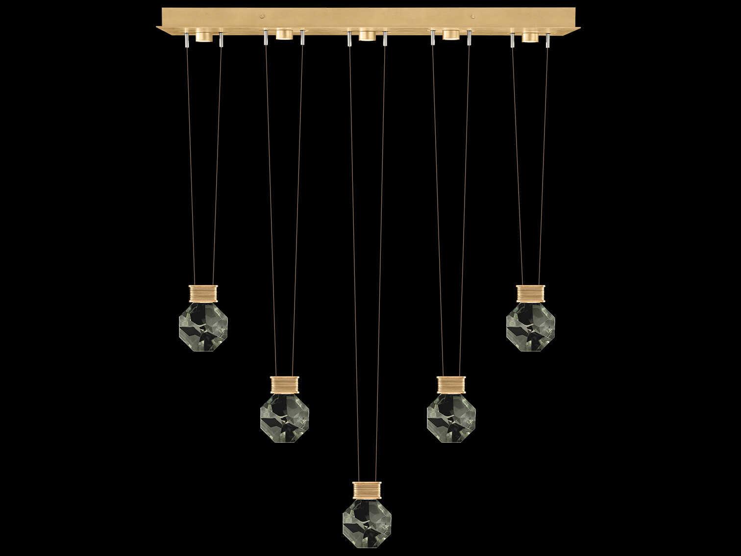 Fine Art Handcrafted Lighting Aria 5-Light Silver Geometric Island Pendant