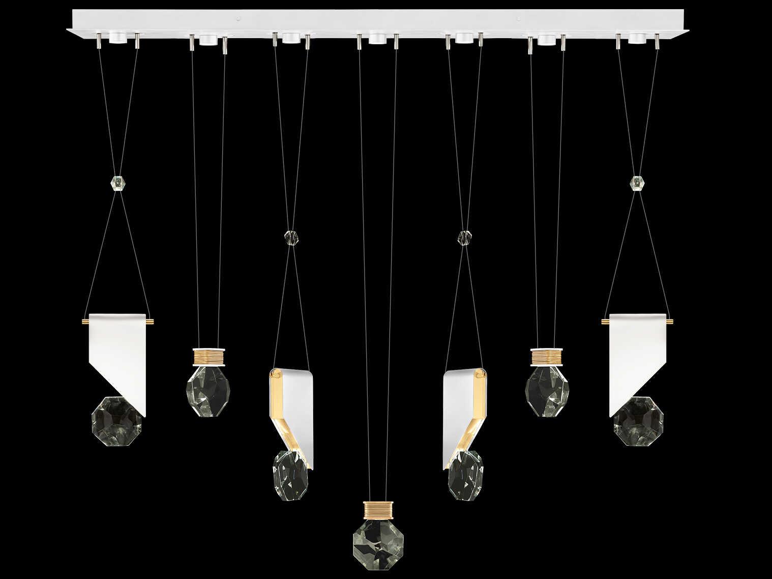 Fine Art Handcrafted Lighting Aria 7-Light Silver Geometric Island Pendant