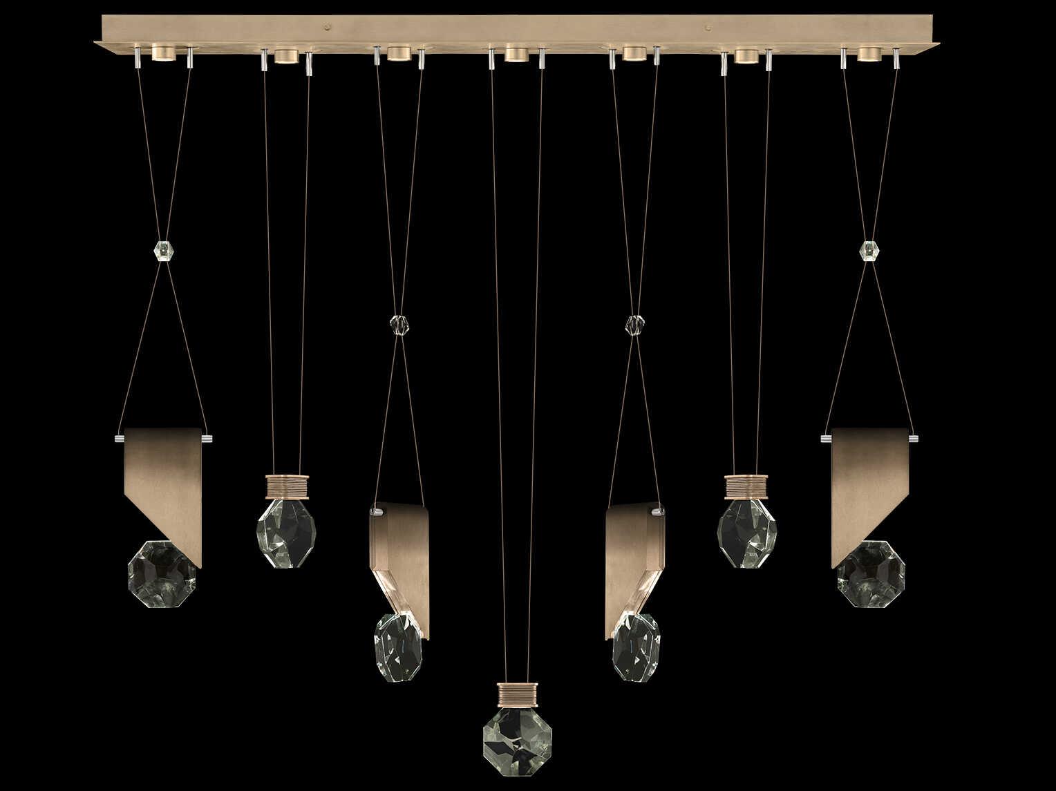 Fine Art Handcrafted Lighting Aria 7-Light Silver Geometric Island Pendant