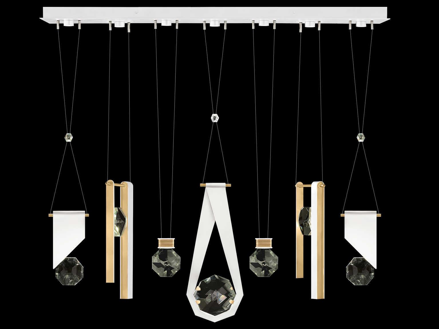 Fine Art Handcrafted Lighting Aria 7-Light Silver Geometric Island Pendant