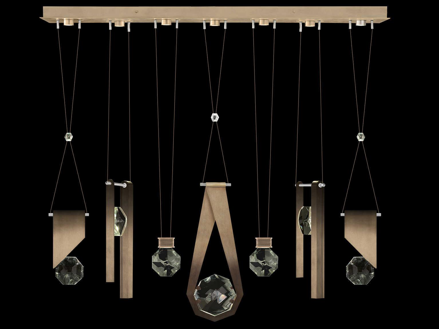 Fine Art Handcrafted Lighting Aria 7-Light Silver Geometric Island Pendant