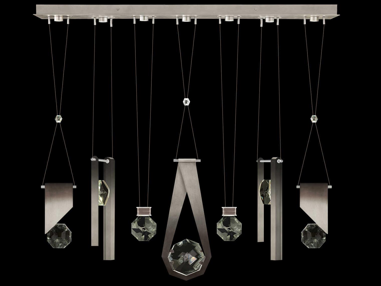 Fine Art Handcrafted Lighting Aria 7-Light Silver Geometric Island Pendant