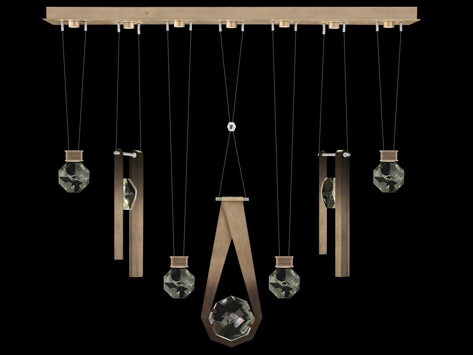 Fine Art Handcrafted Lighting Aria 7-Light Silver Geometric Island Pendant