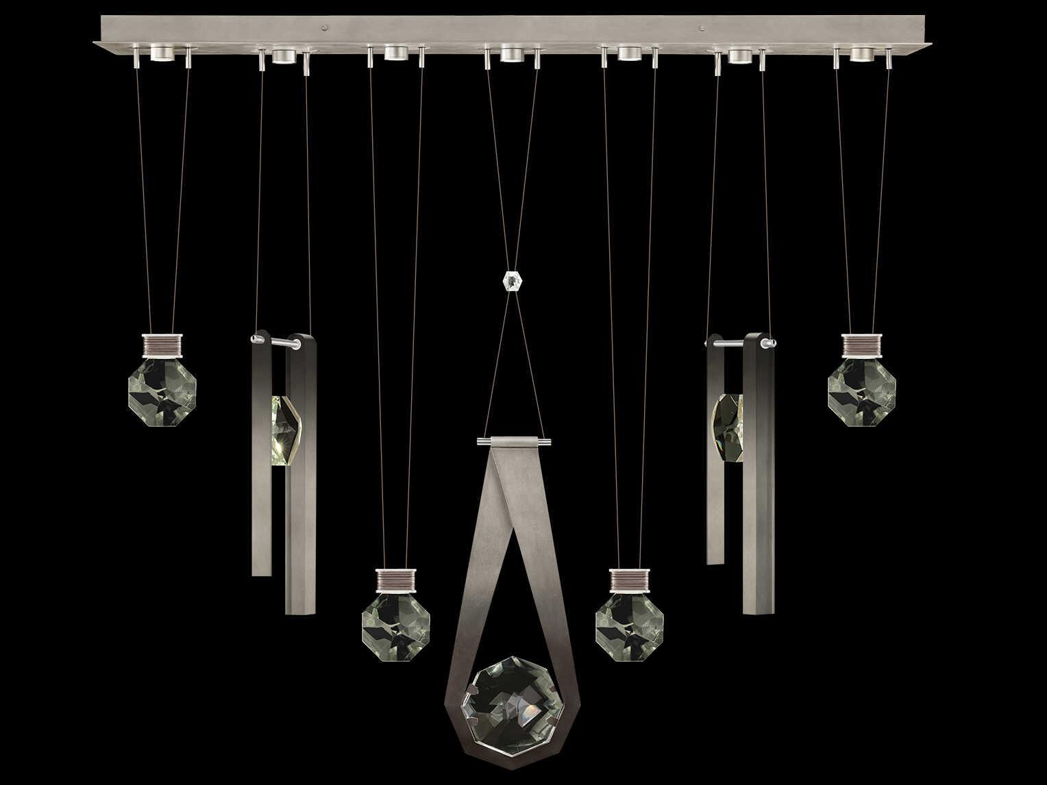 Fine Art Handcrafted Lighting Aria 7-Light Silver Geometric Island Pendant