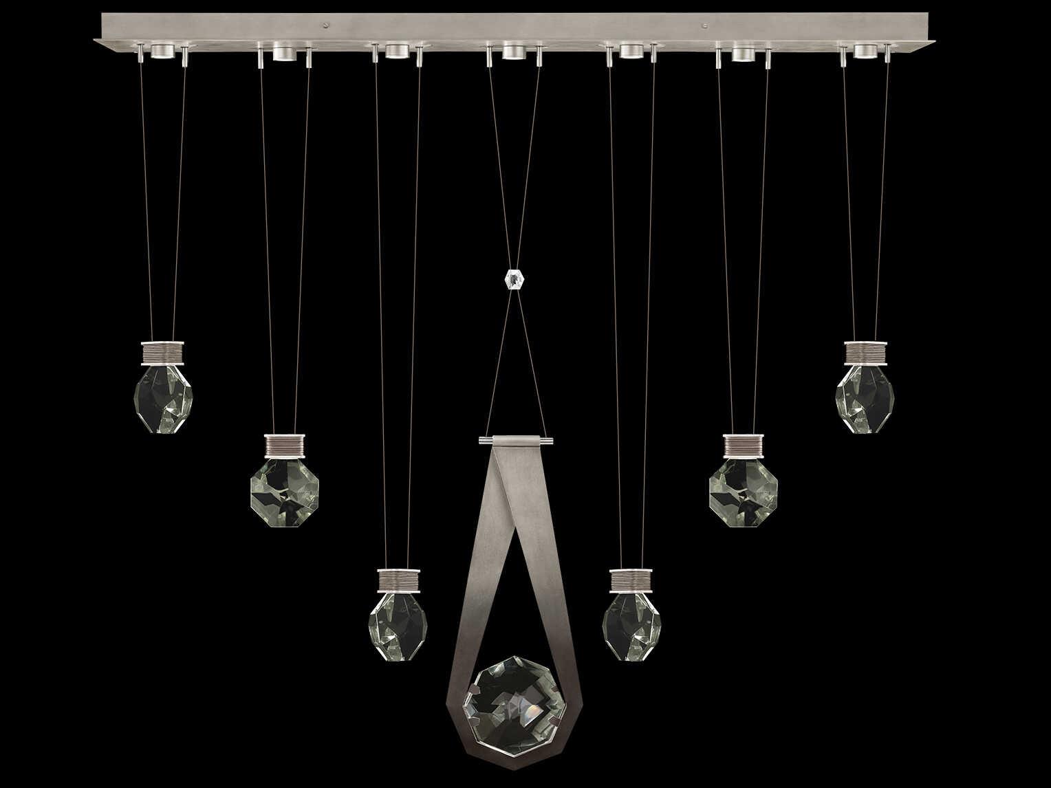 Fine Art Handcrafted Lighting Aria 7-Light Silver Geometric Island Pendant