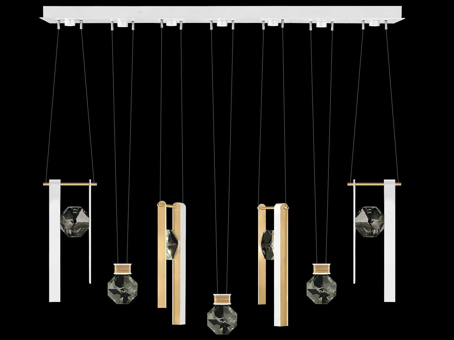 Fine Art Handcrafted Lighting Aria 7-Light Silver Geometric Island Pendant