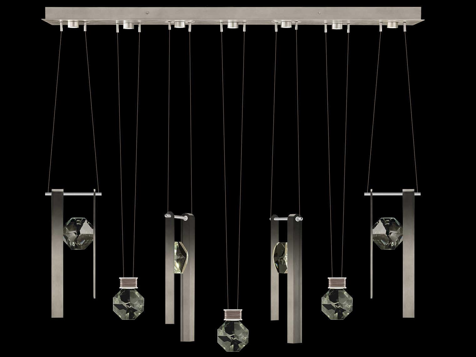 Fine Art Handcrafted Lighting Aria 7-Light Silver Geometric Island Pendant