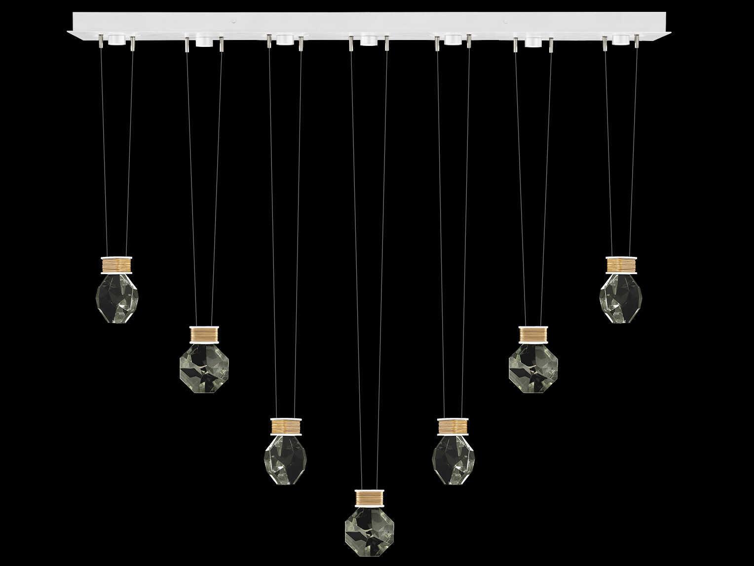 Fine Art Handcrafted Lighting Aria 7-Light Silver Geometric Island Pendant