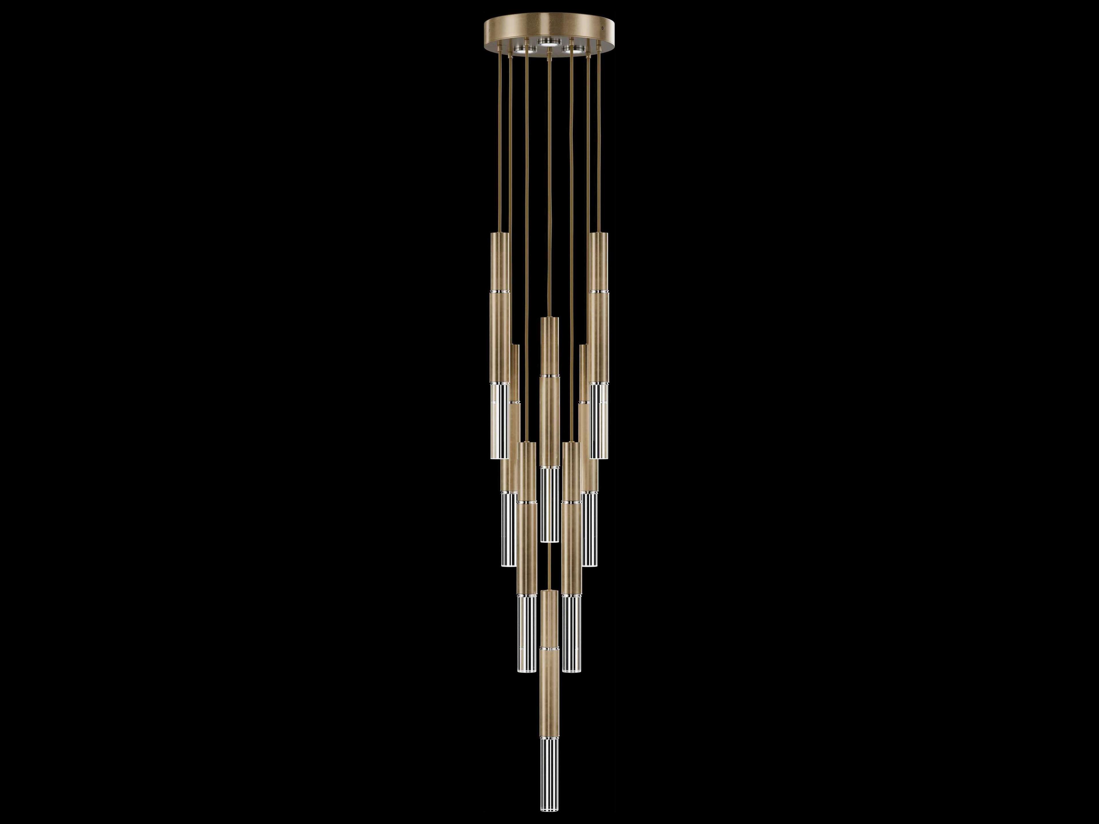 Fine Art Handcrafted Lighting Antonia 8-Light 3-Light Gold Leaf Linear Pendant