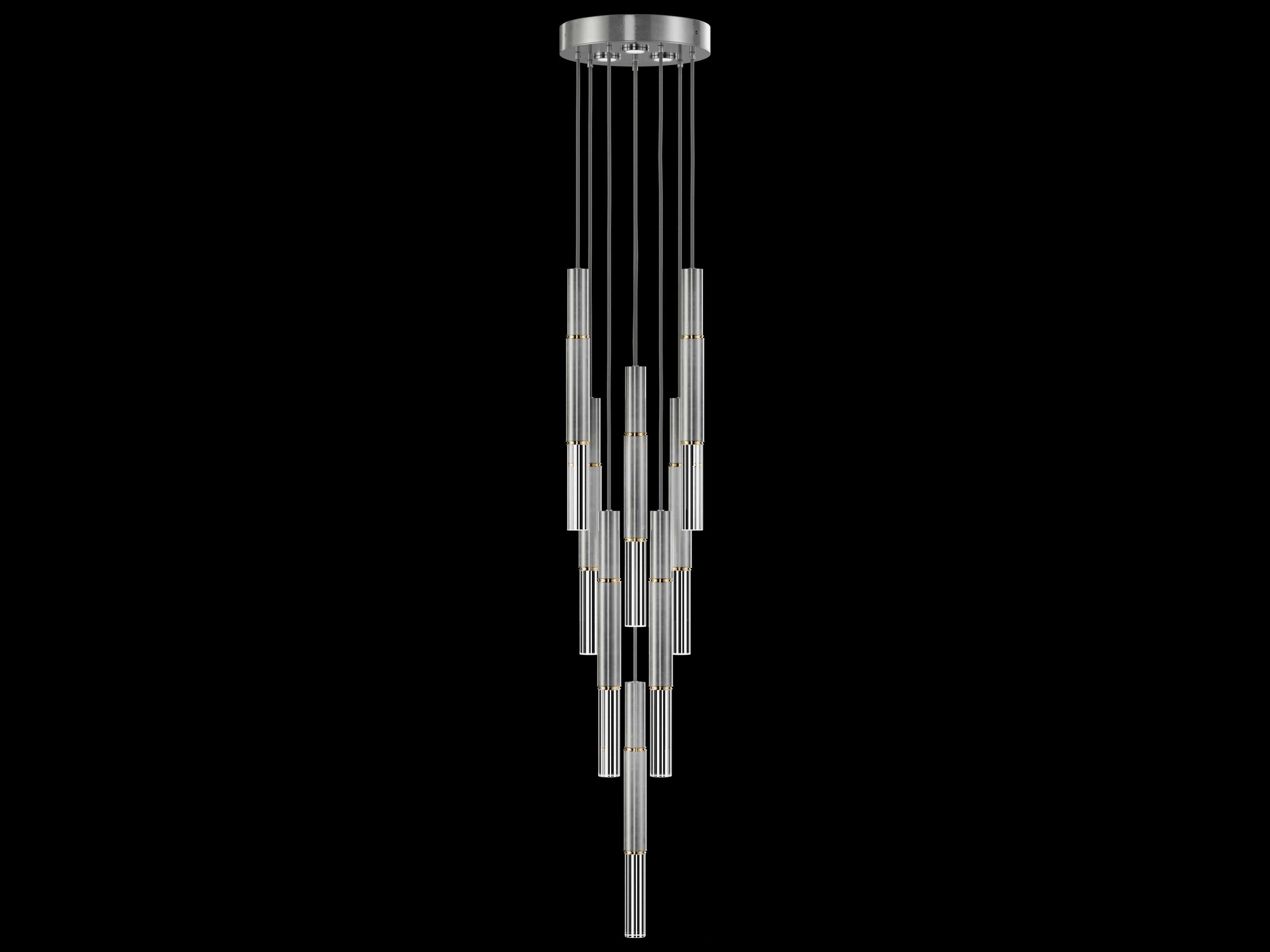 Fine Art Handcrafted Lighting Antonia 8-Light 3-Light Silver Leaf Linear Pendant