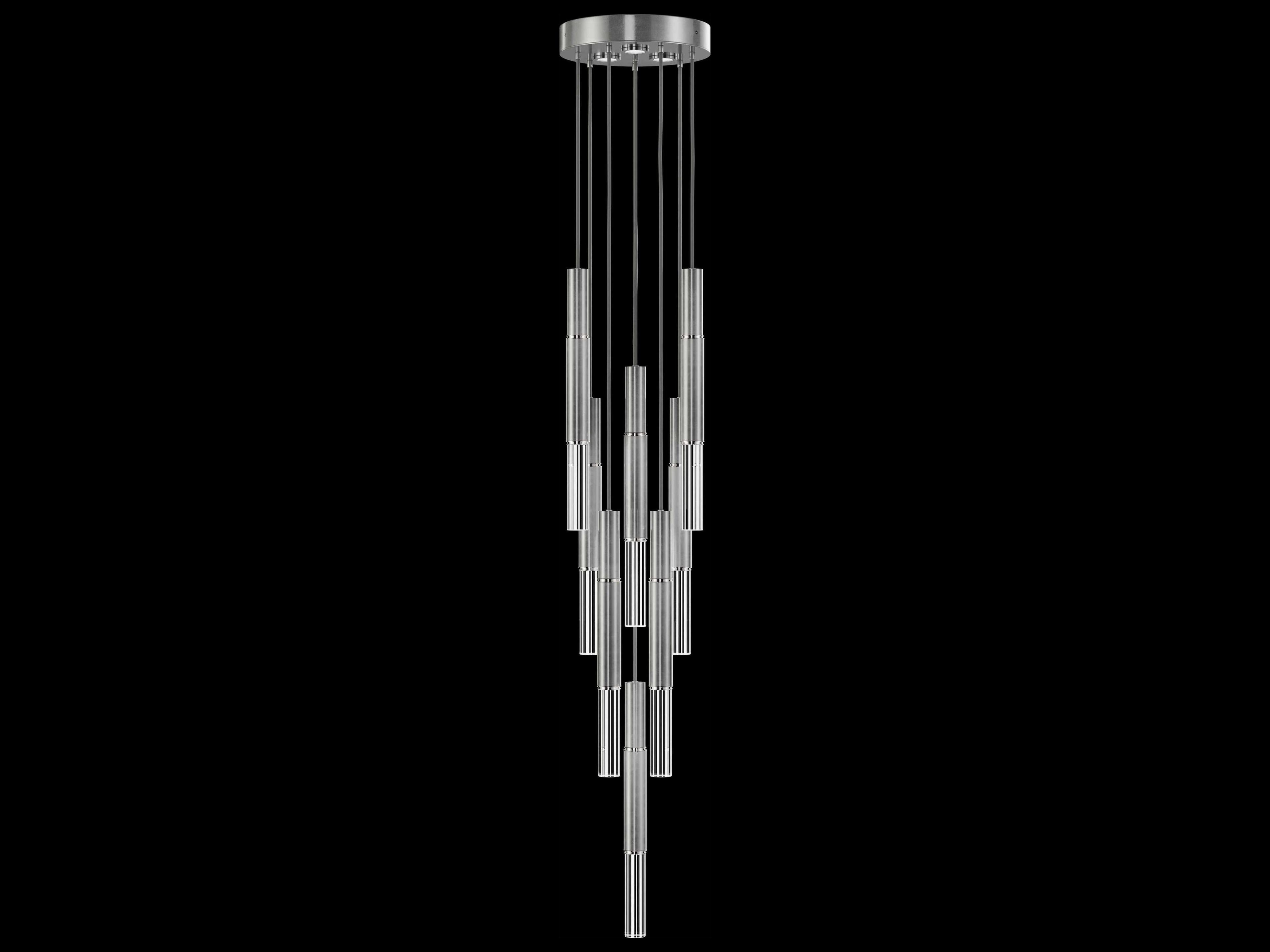 Fine Art Handcrafted Lighting Antonia 8-Light 3-Light Silver Leaf Linear Pendant