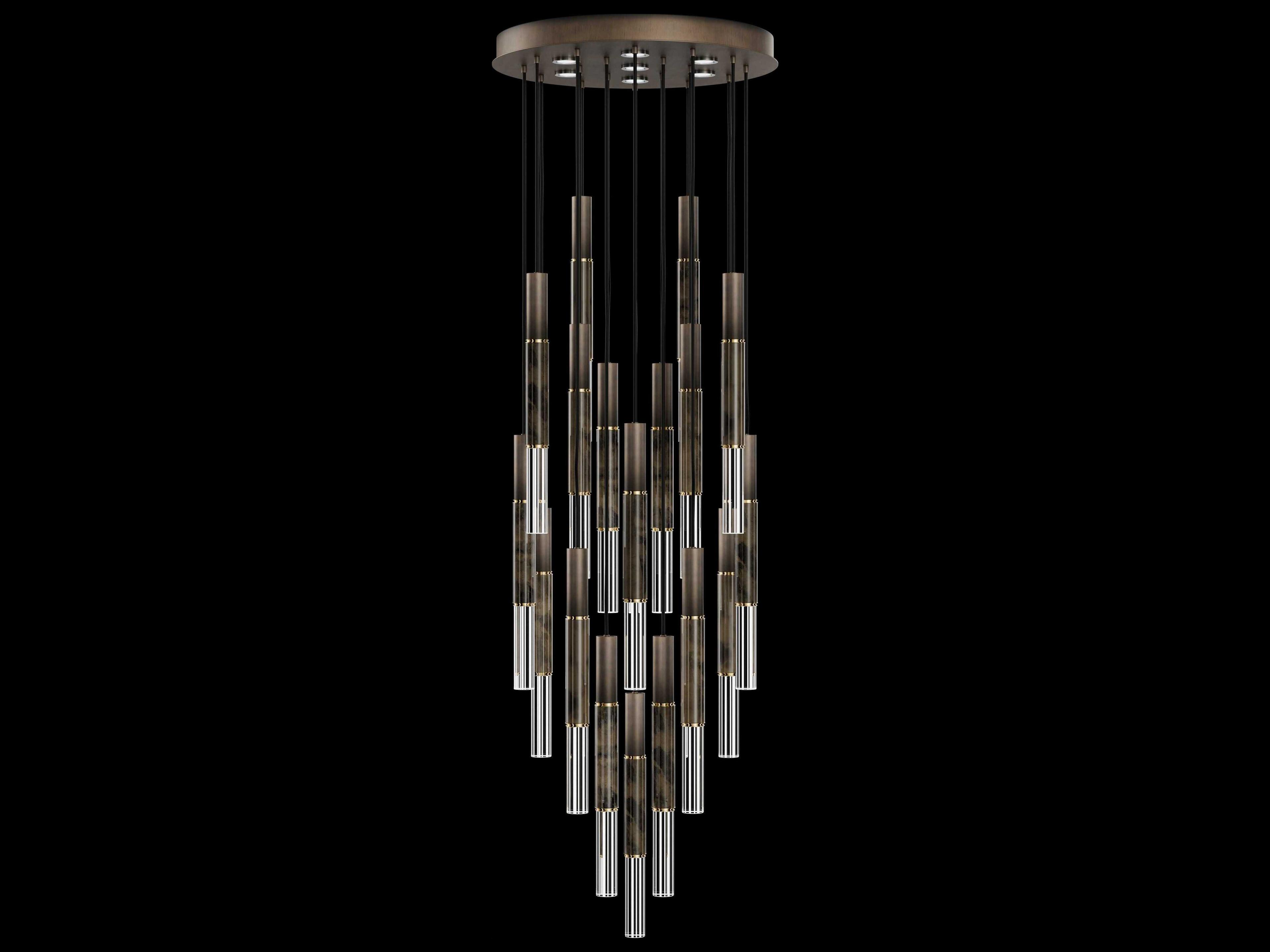 Fine Art Handcrafted Lighting Antonia 18-Light 7-Light Bronze Linear Pendant