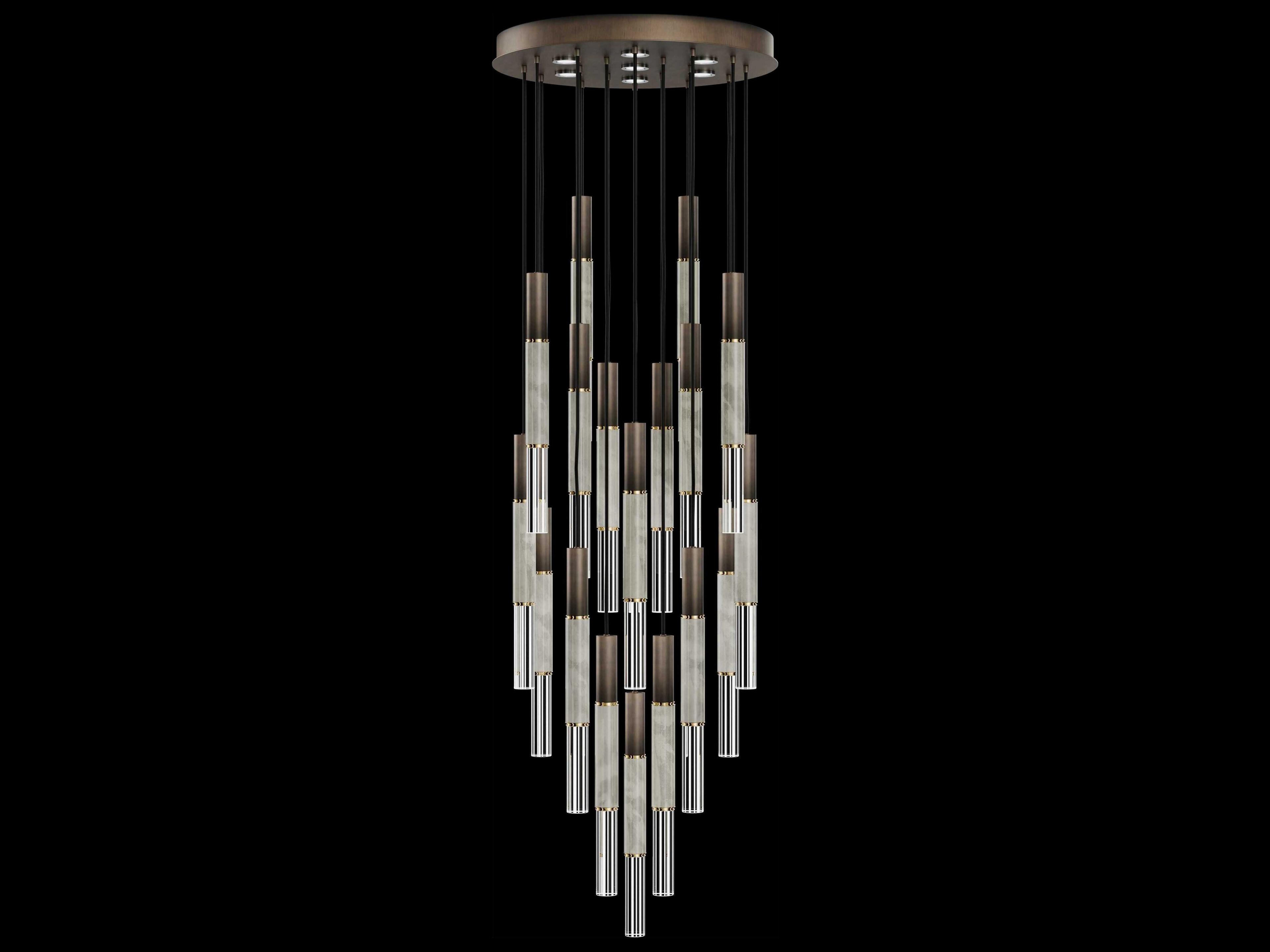 Fine Art Handcrafted Lighting Antonia 18-Light 7-Light Bronze Linear Pendant