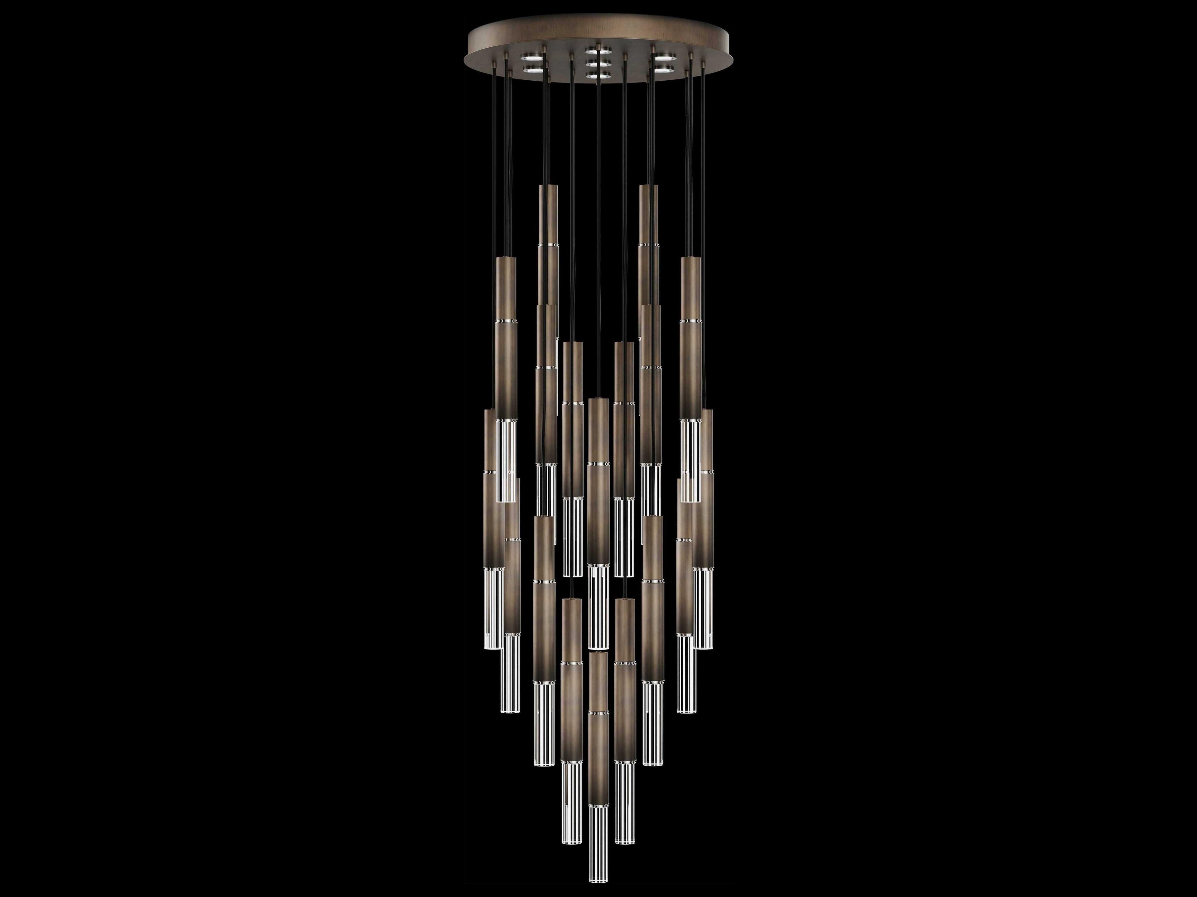 Fine Art Handcrafted Lighting Antonia 18-Light 7-Light Bronze Linear Pendant