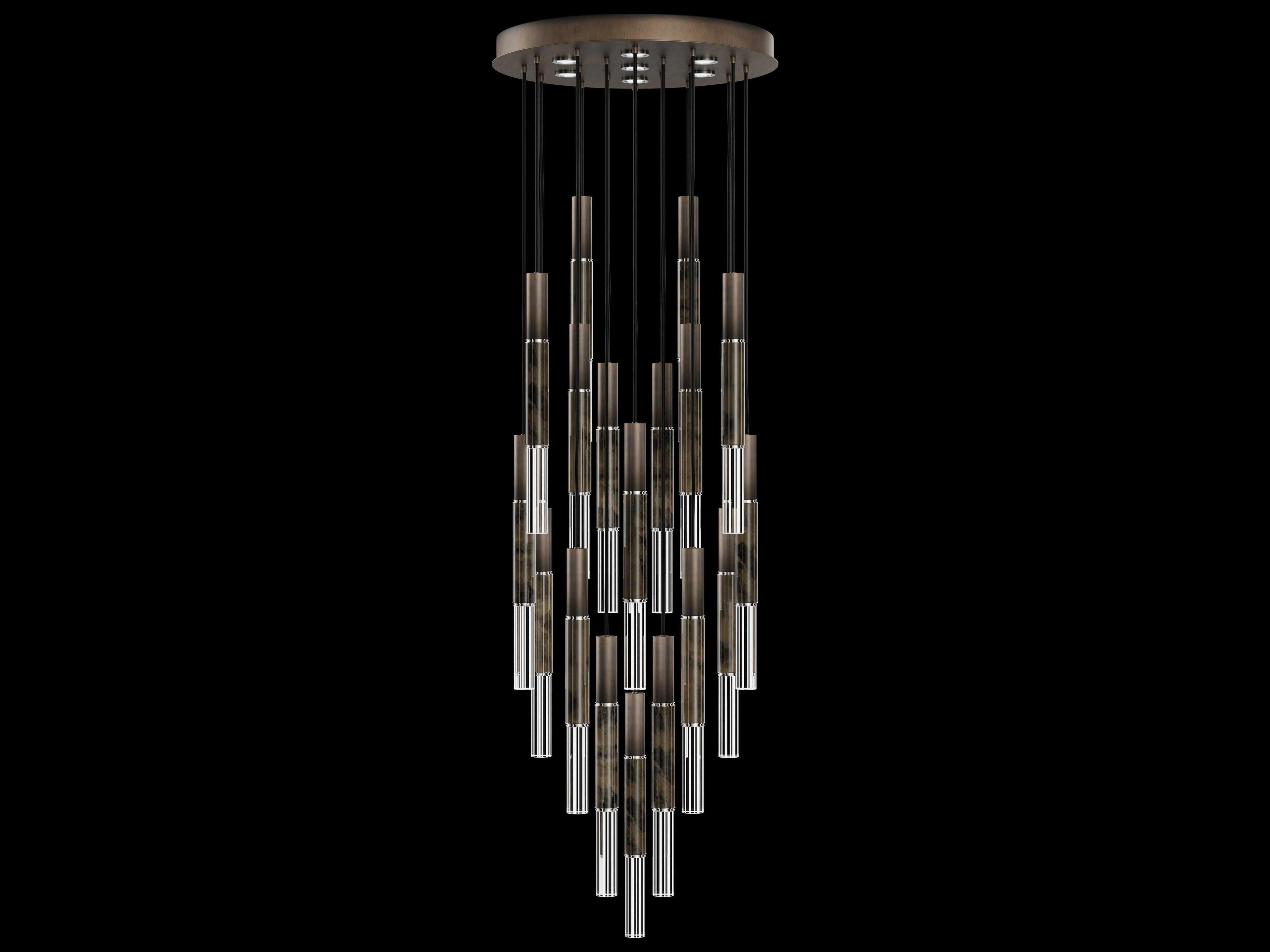 Fine Art Handcrafted Lighting Antonia 18-Light 7-Light Bronze Linear Pendant