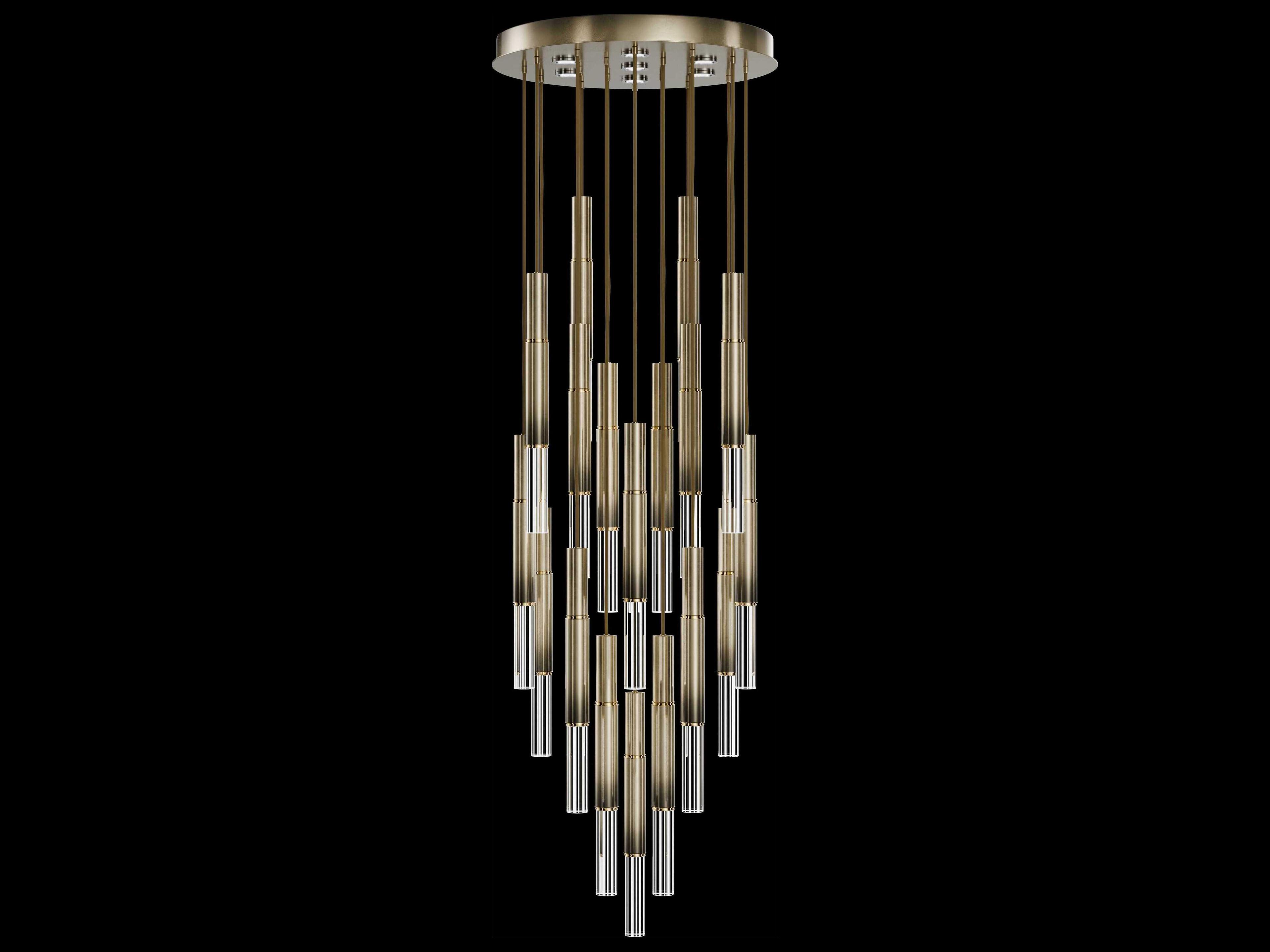 Fine Art Handcrafted Lighting Antonia 18-Light 7-Light Ombre Bronze Linear Pendant