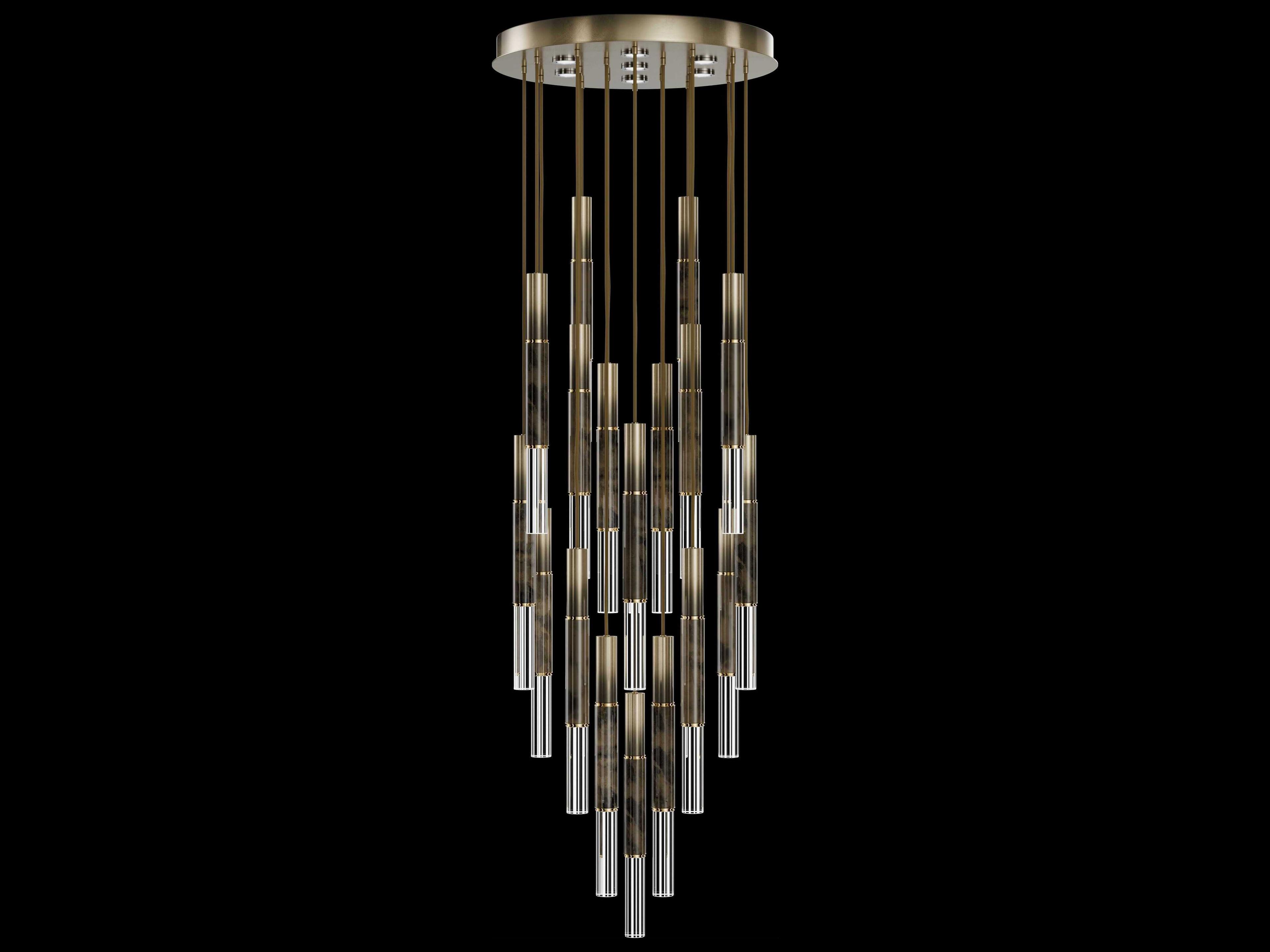 Fine Art Handcrafted Lighting Antonia 18-Light 7-Light Ombre Bronze Linear Pendant