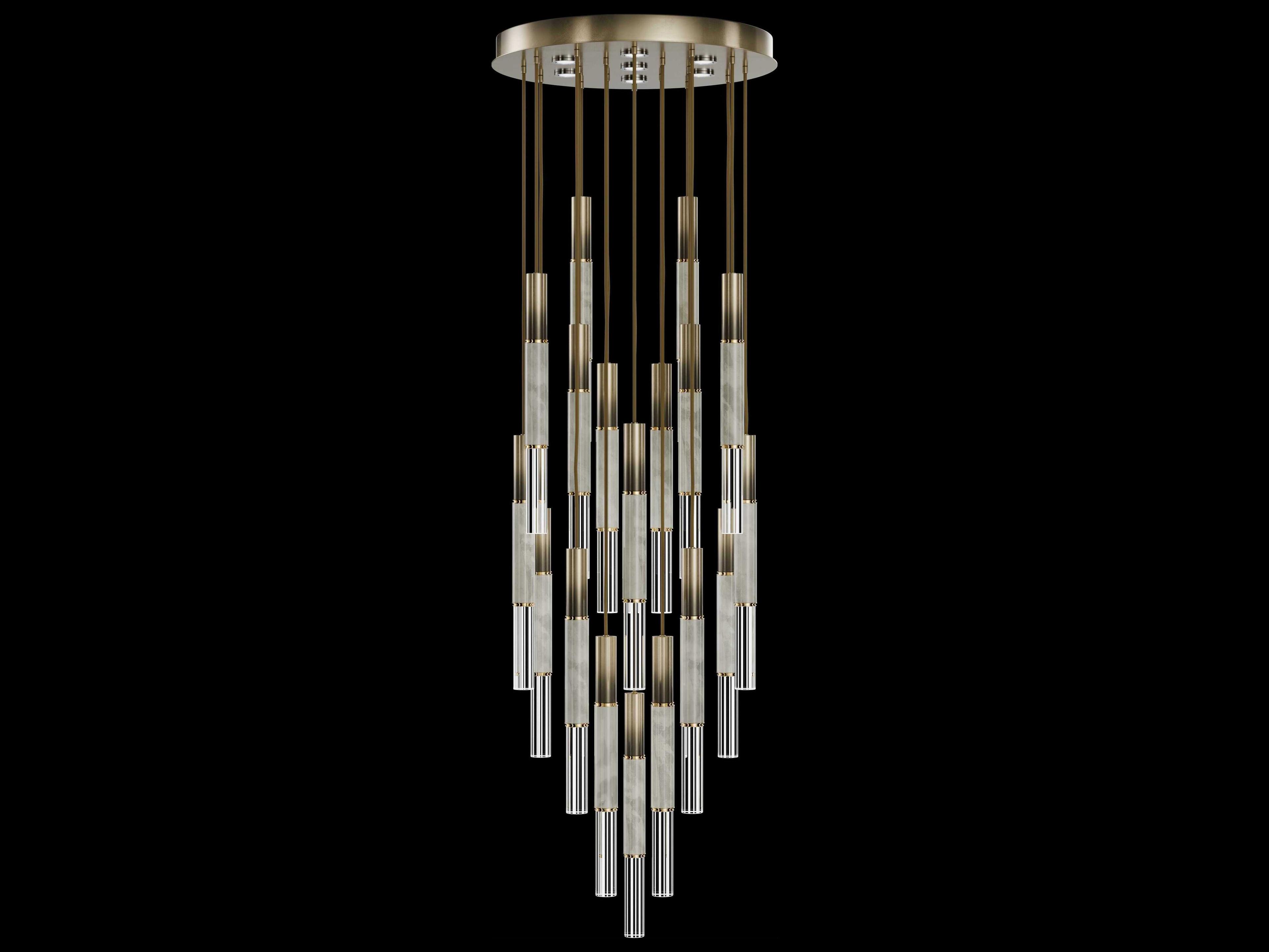 Fine Art Handcrafted Lighting Antonia 18-Light 7-Light Ombre Bronze Linear Pendant