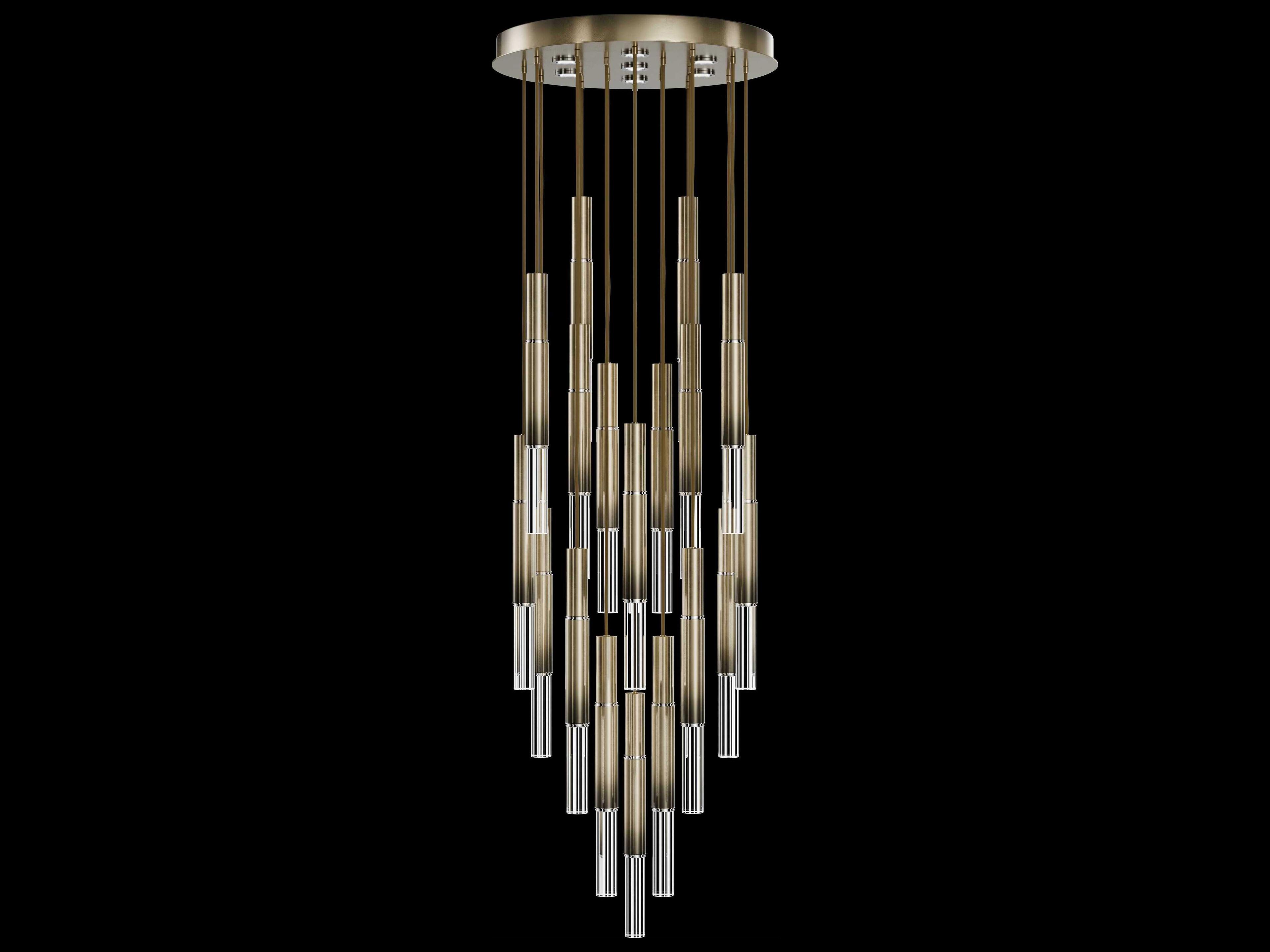 Fine Art Handcrafted Lighting Antonia 18-Light 7-Light Ombre Bronze Linear Pendant