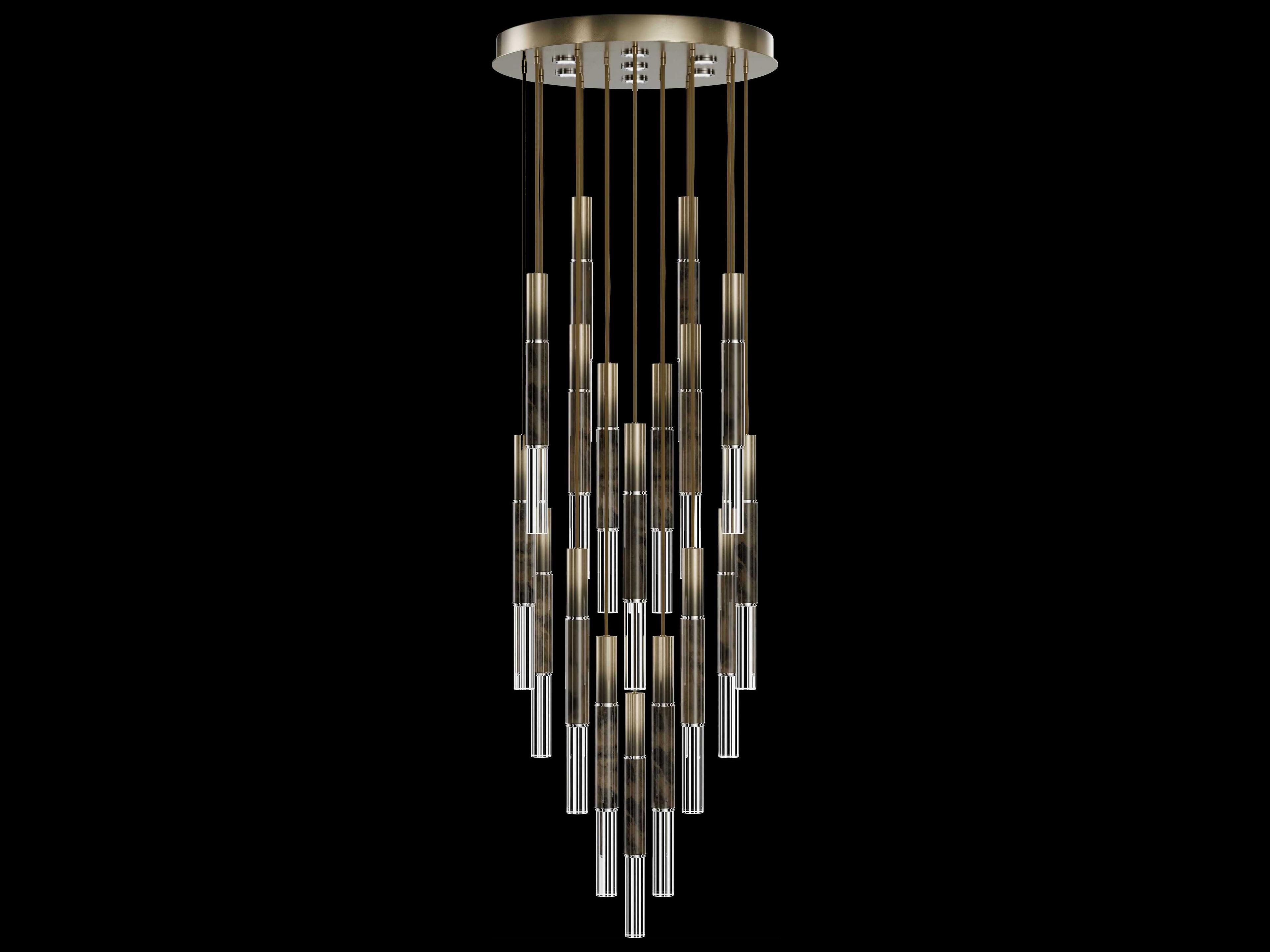Fine Art Handcrafted Lighting Antonia 18-Light 7-Light Ombre Bronze Linear Pendant