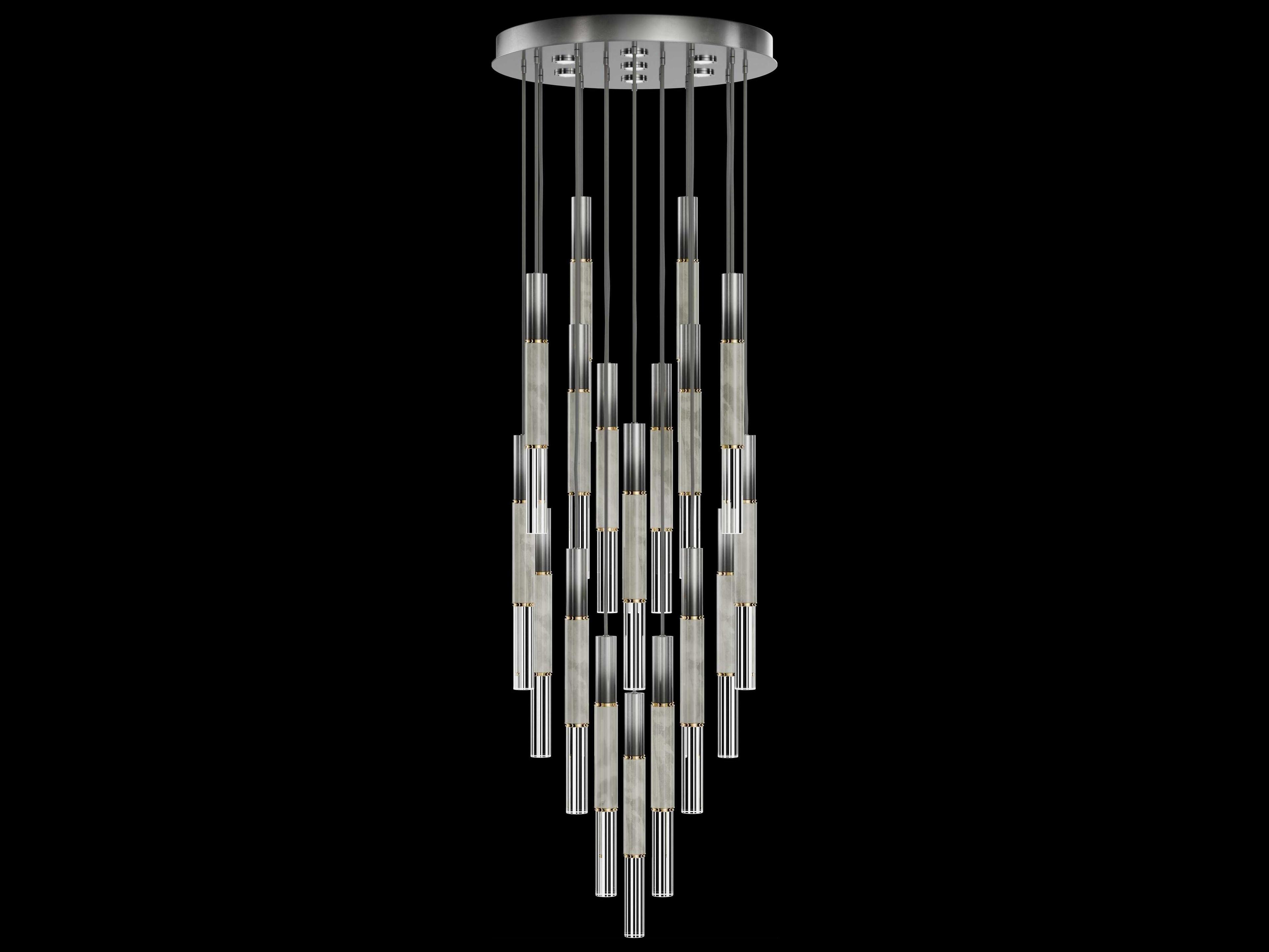 Fine Art Handcrafted Lighting Antonia 18-Light 7-Light Ombre Silver Linear Pendant