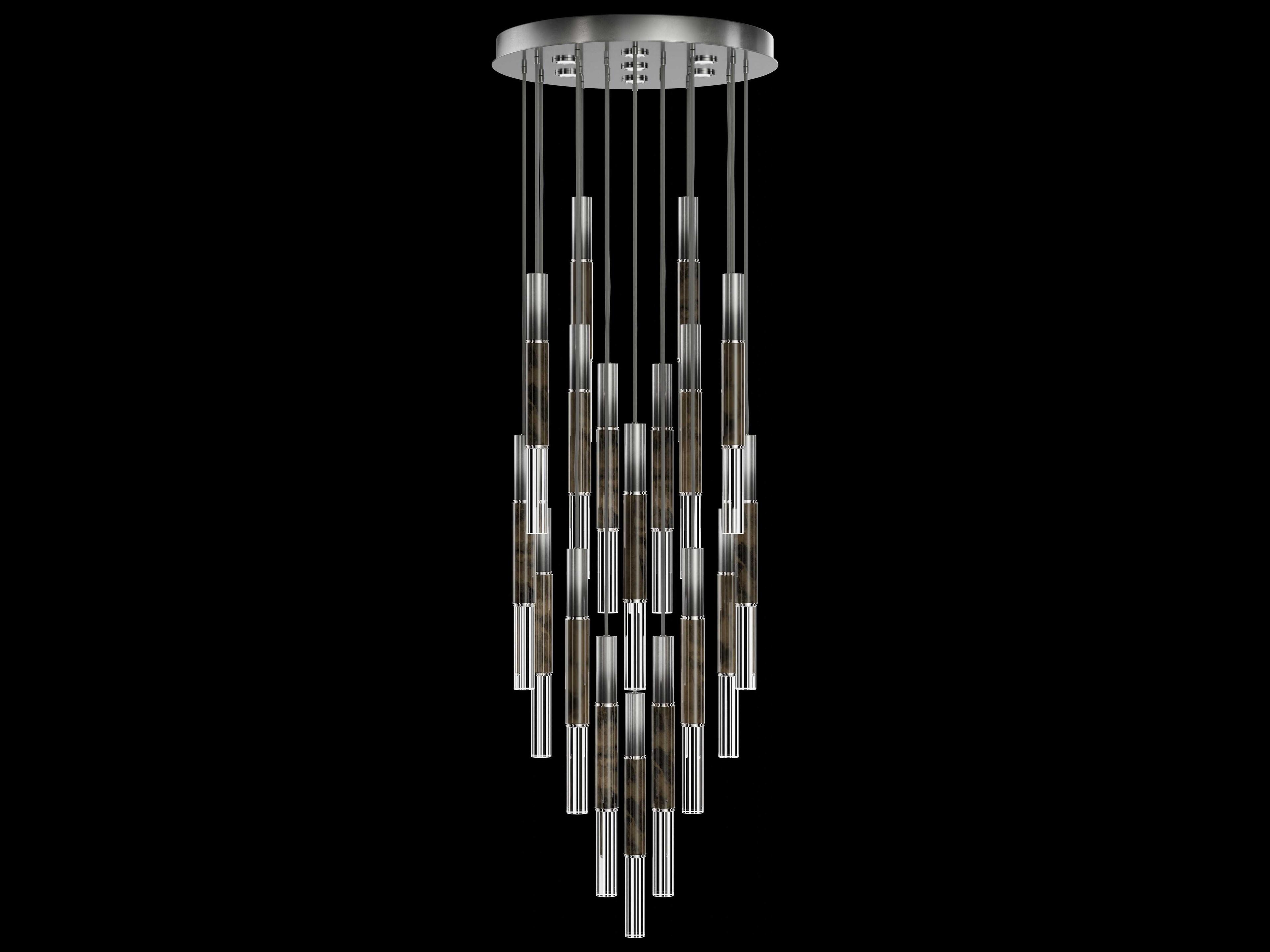 Fine Art Handcrafted Lighting Antonia 18-Light 7-Light Ombre Silver Linear Pendant