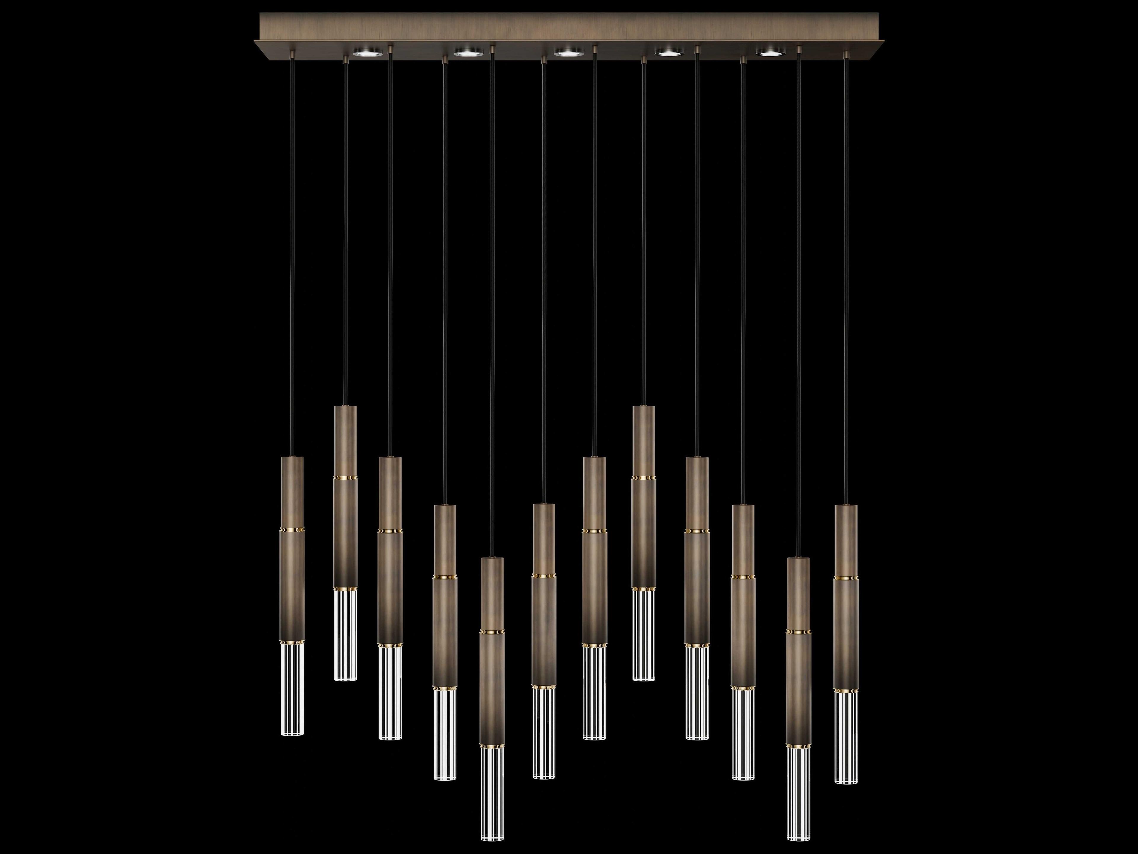 Fine Art Handcrafted Lighting Antonia 12-Light 5-Light Bronze Linear Island Pendant