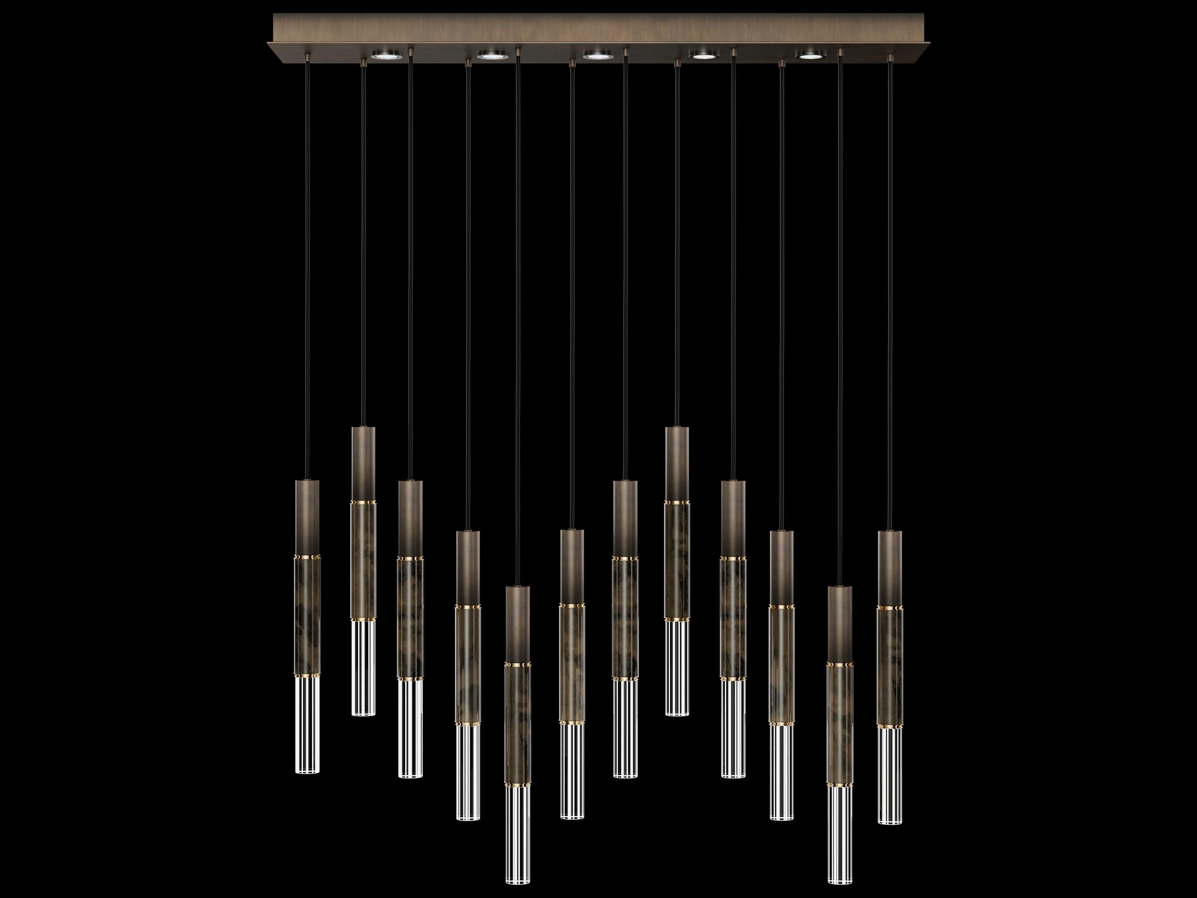 Fine Art Handcrafted Lighting Antonia 12-Light 5-Light Bronze Linear Island Pendant