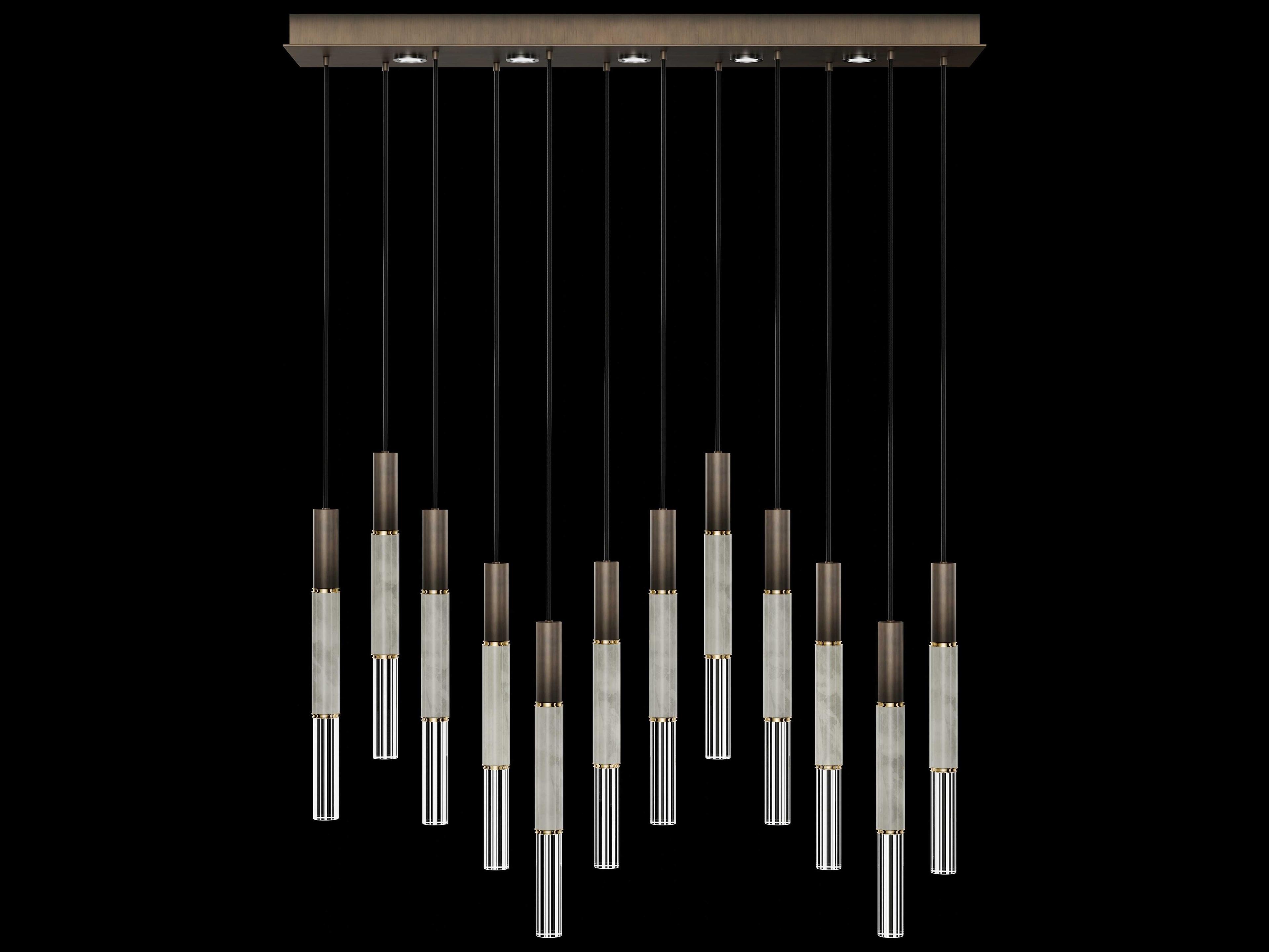 Fine Art Handcrafted Lighting Antonia 12-Light 5-Light Bronze Linear Island Pendant