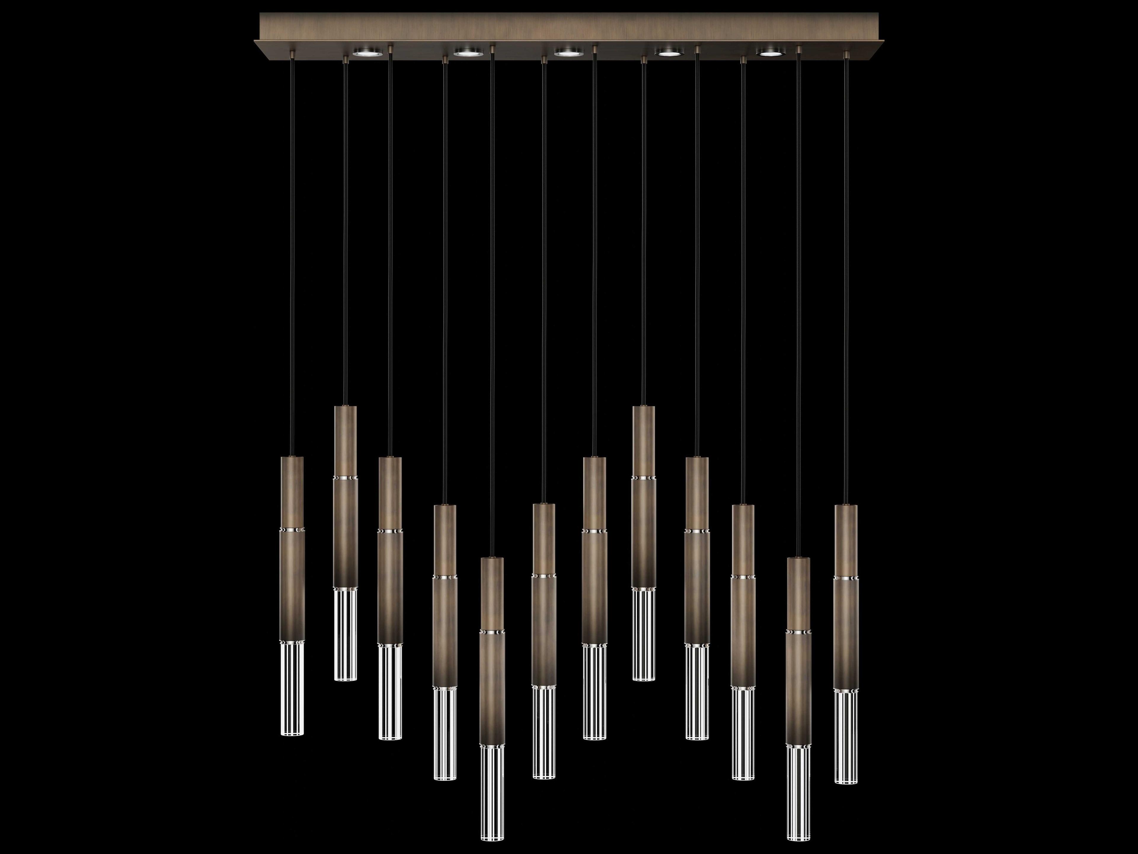 Fine Art Handcrafted Lighting Antonia 12-Light 5-Light Bronze Linear Island Pendant