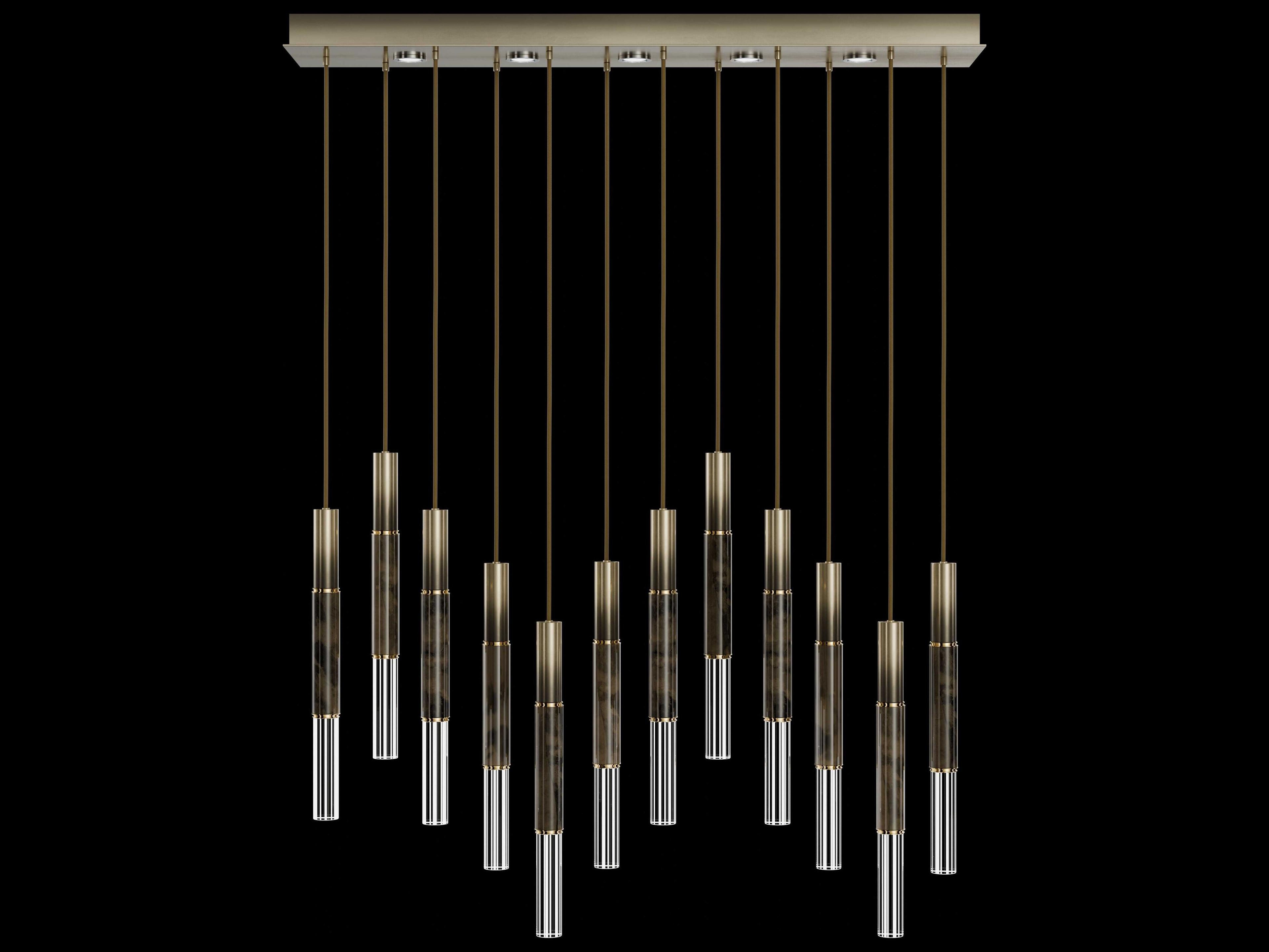 Fine Art Handcrafted Lighting Antonia 12-Light 5-Light Ombre Bronze Linear Island Pendant