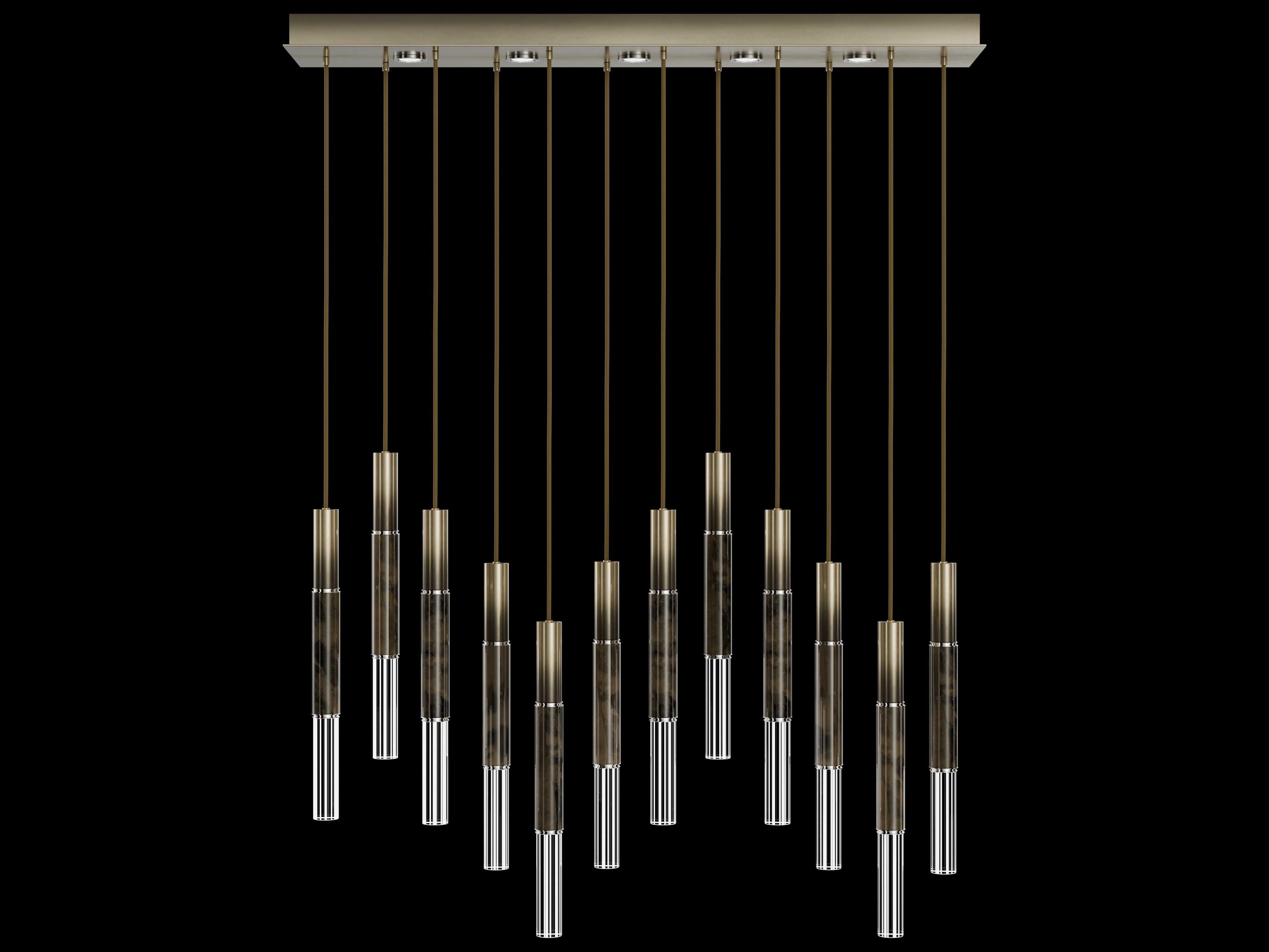 Fine Art Handcrafted Lighting Antonia 12-Light 5-Light Ombre Bronze Linear Island Pendant