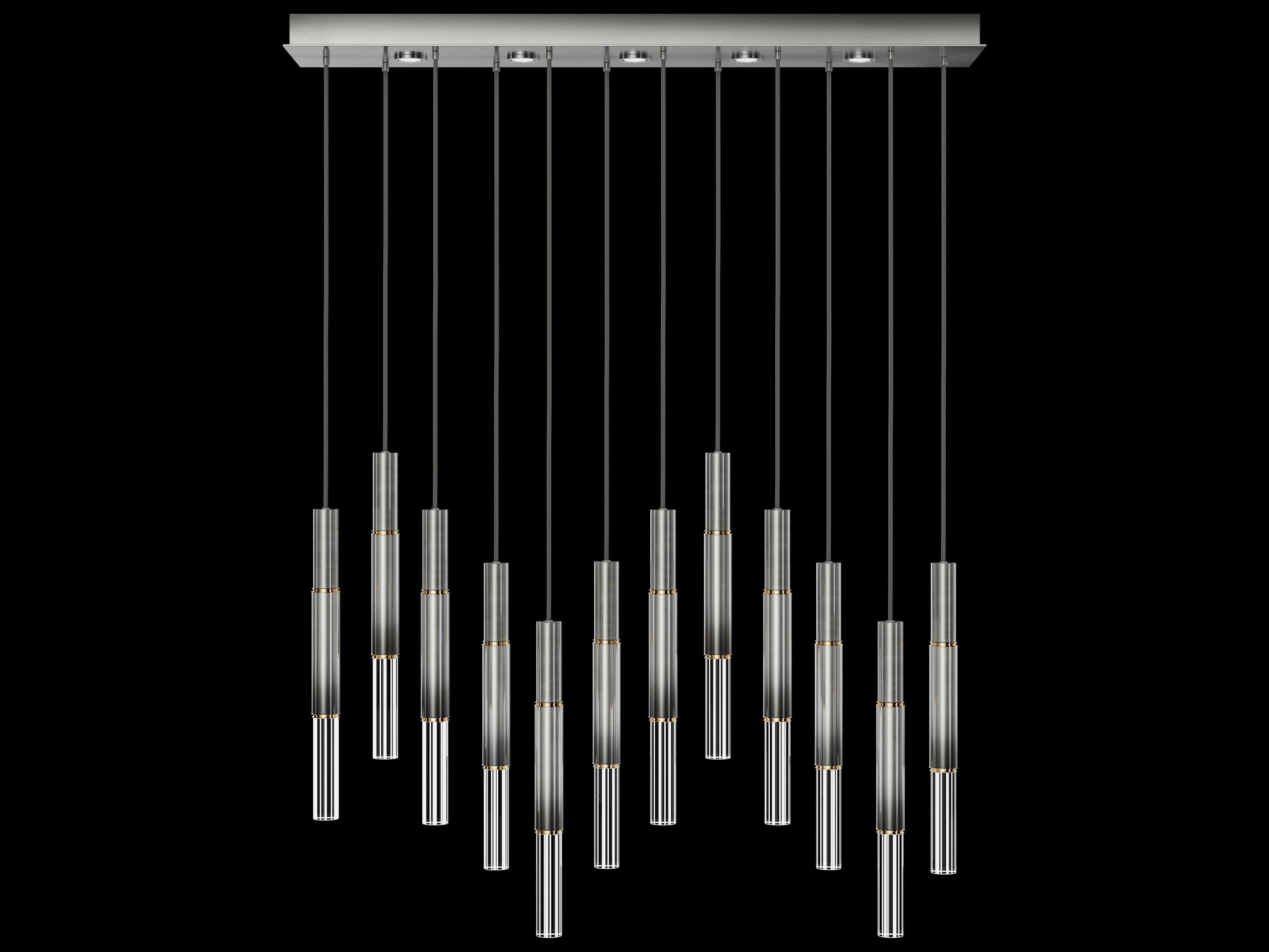 Fine Art Handcrafted Lighting Antonia 12-Light 5-Light Ombre Silver Linear Island Pendant