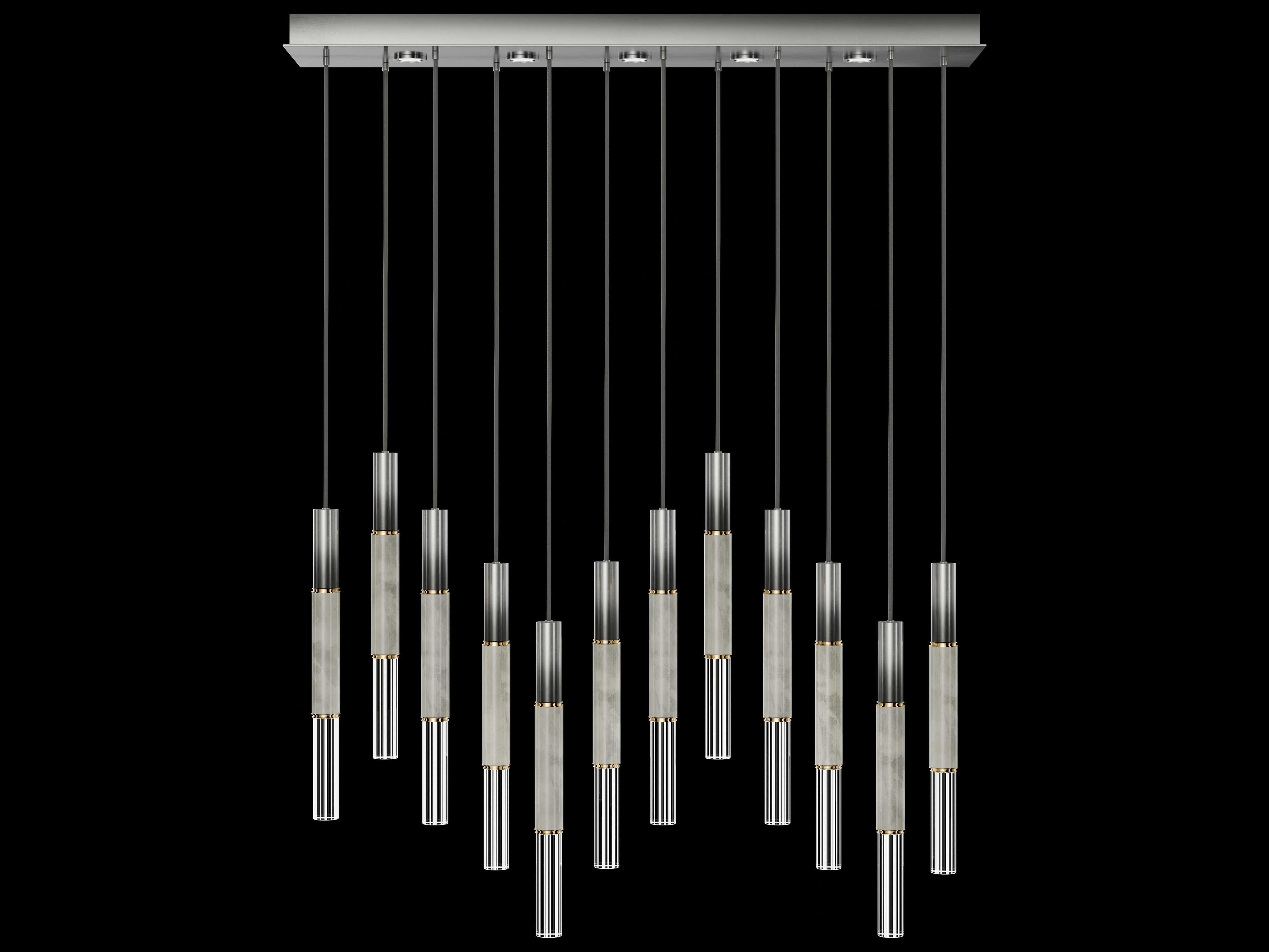 Fine Art Handcrafted Lighting Antonia 12-Light 5-Light Ombre Silver Linear Island Pendant