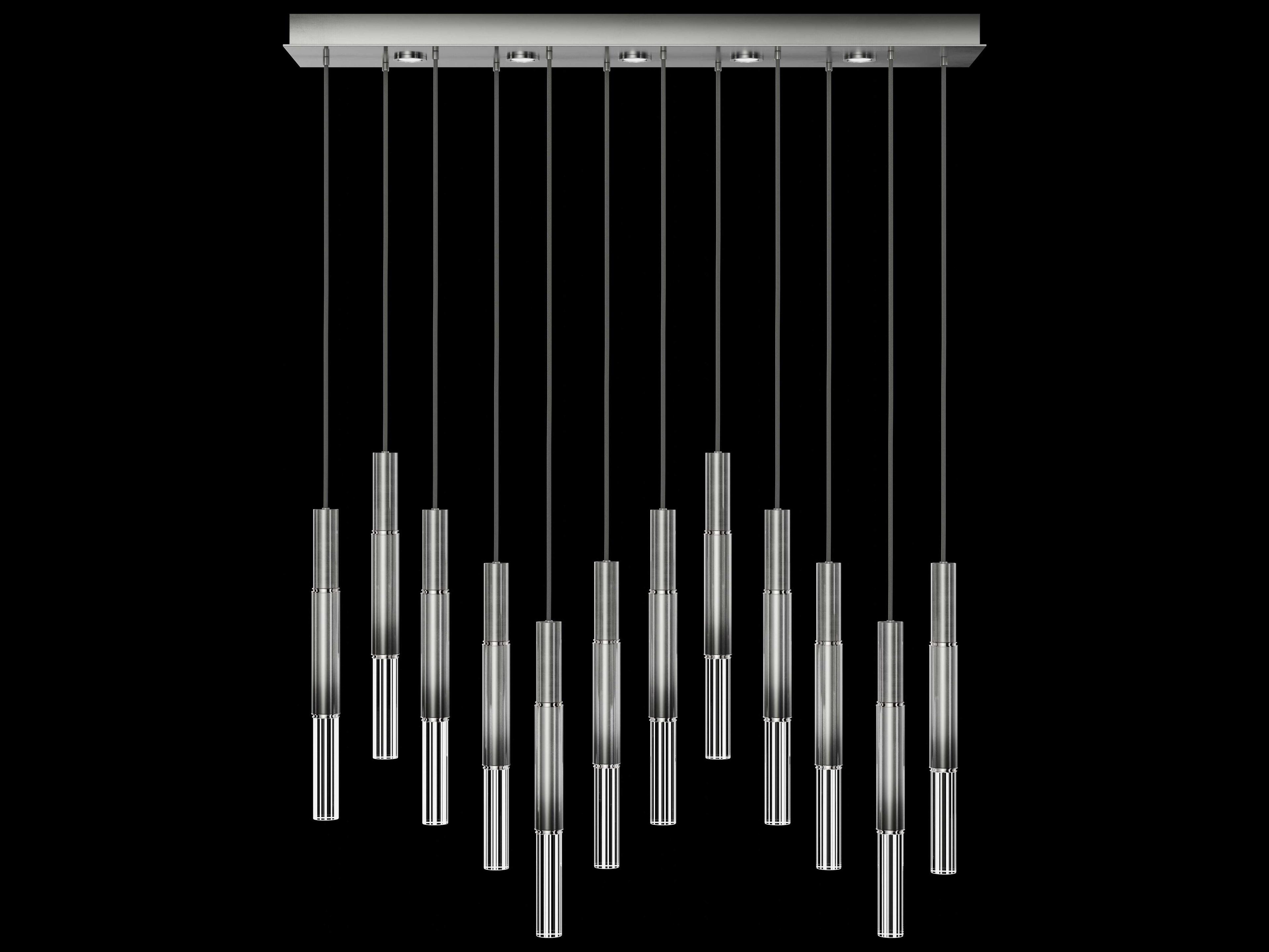 Fine Art Handcrafted Lighting Antonia 12-Light 5-Light Ombre Silver Linear Island Pendant