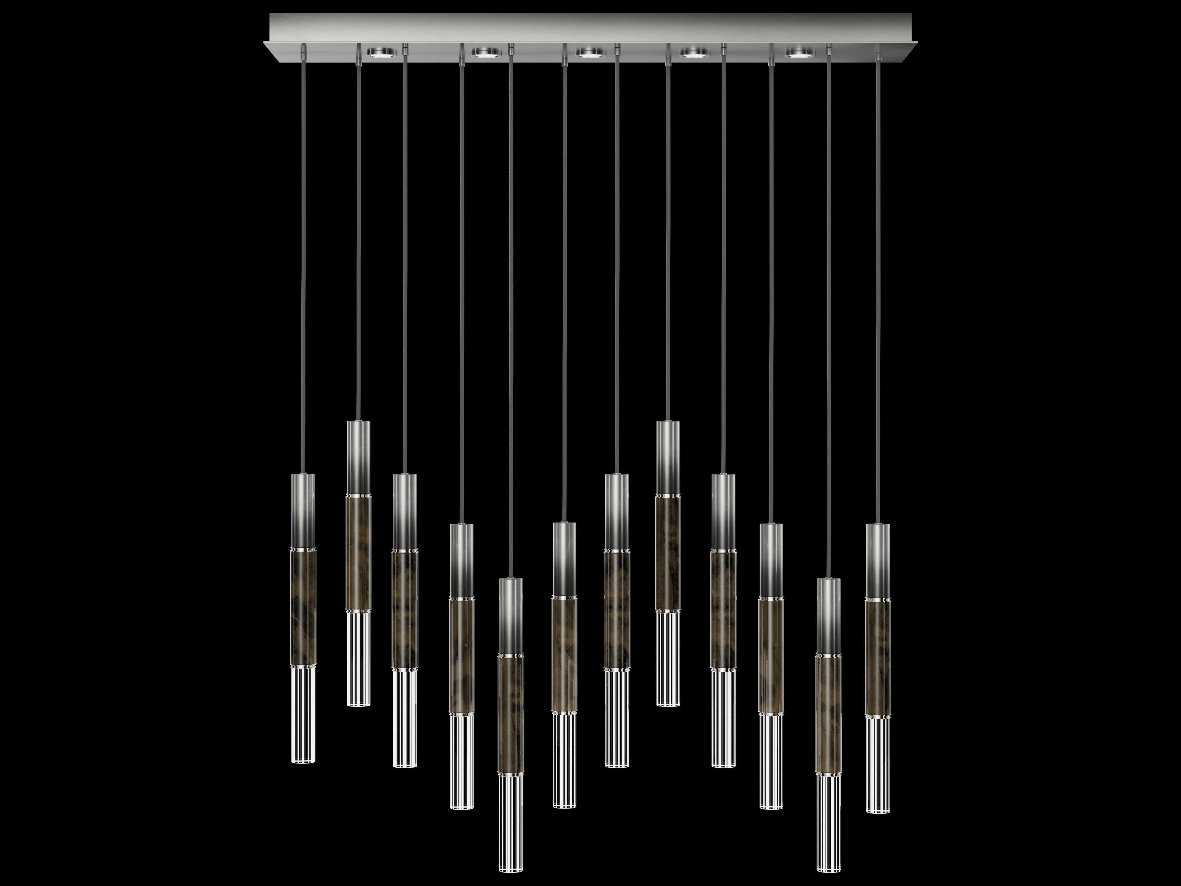 Fine Art Handcrafted Lighting Antonia 12-Light 5-Light Ombre Silver Linear Island Pendant