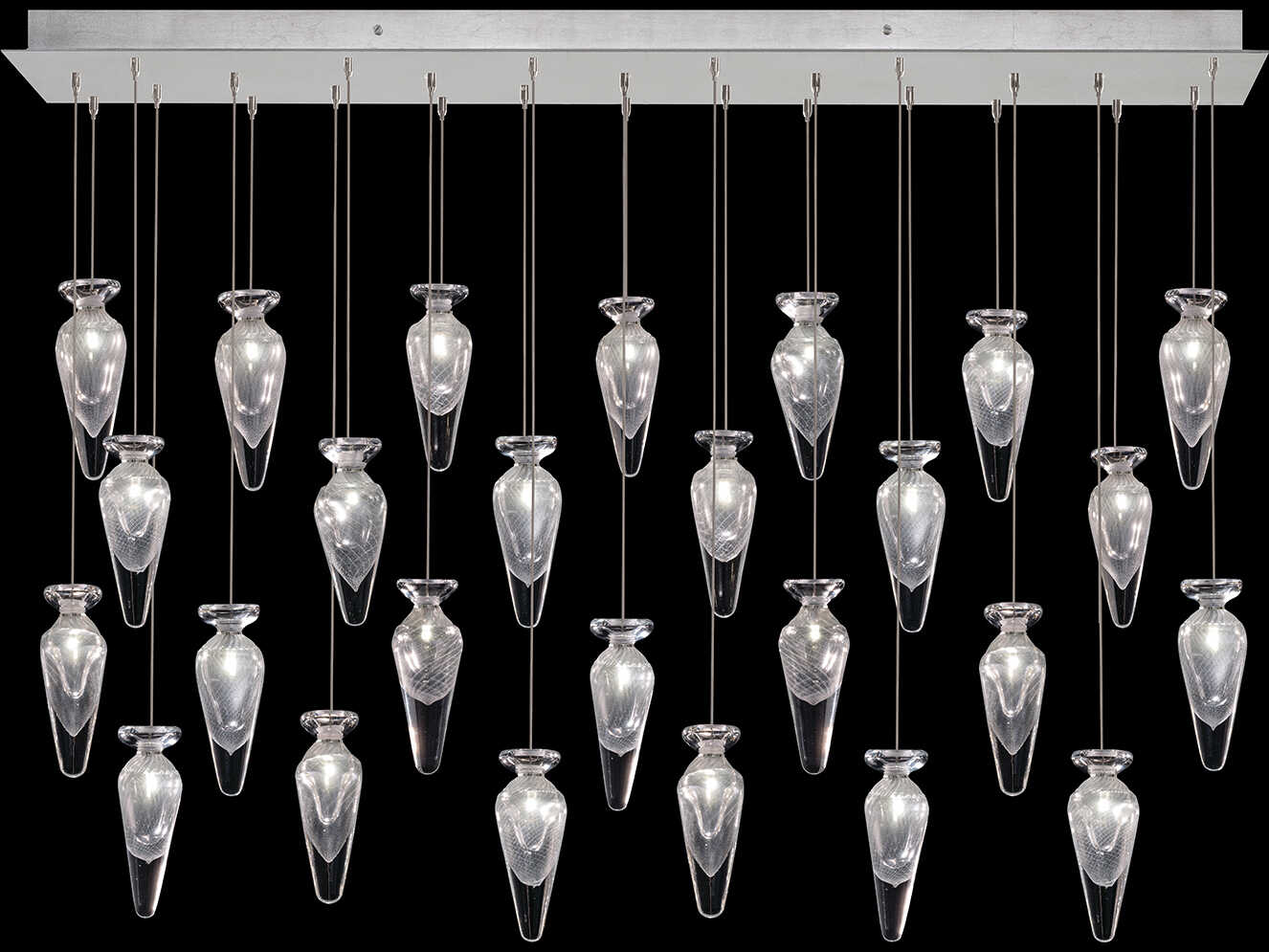 Fine Art Handcrafted Lighting Essence 26-Light Silver Linear Island Pendant