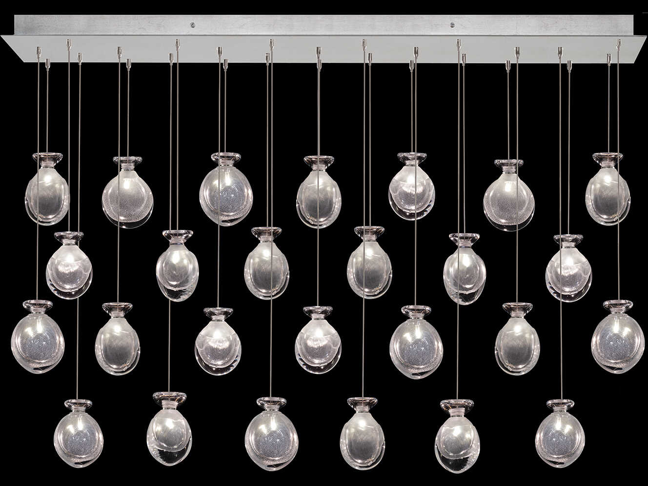 Fine Art Handcrafted Lighting Essence 26-Light Silver Linear Island Pendant